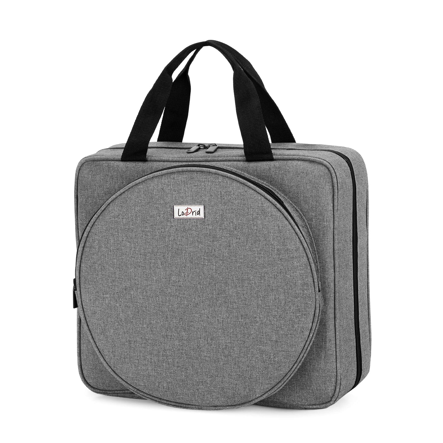 LoDrid Embroidery Project Bag, Square Supplies Storage Tote, Gray, Bag Only