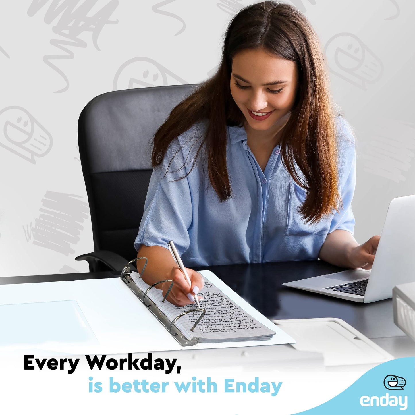 Enday 3 Inch Binder White 3 Ring Binder 3 Inch, Heavy Duty Three Ring Binder, 600 Sheets Capacity