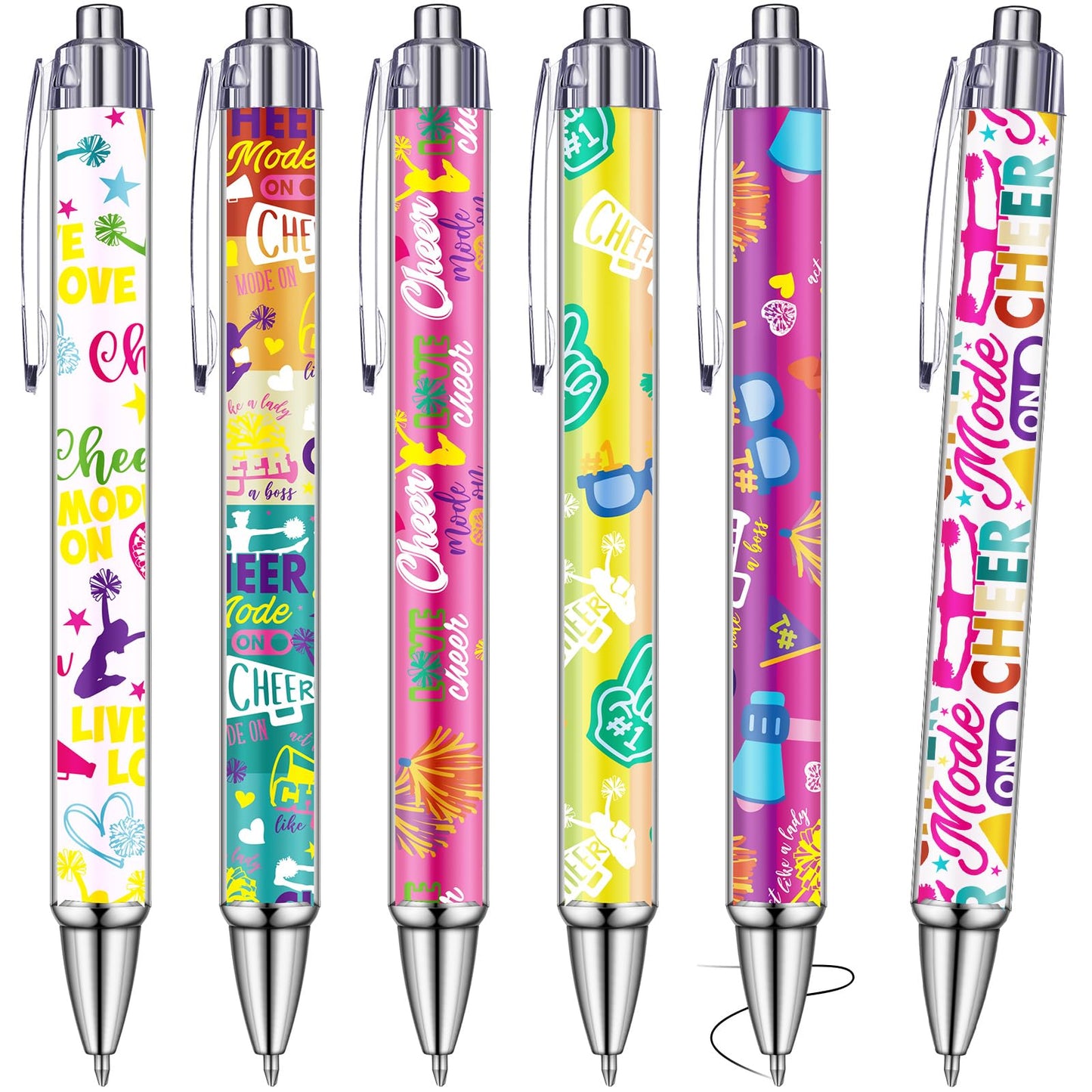 Weekgrat 48 Pcs Cheerleader Ballpoint Pens Cheerleader Gifts Black Ink Retractable Ballpoint Pens