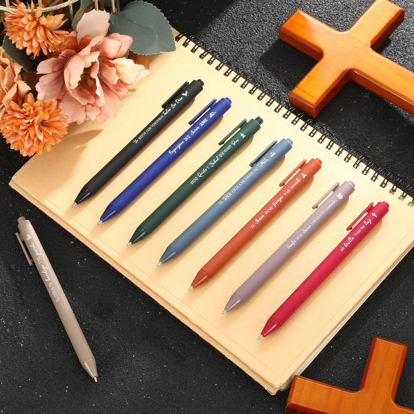Sayglossy 80 Pcs Spanish Bible Verse Pens Christian Ballpoint Pens Inspirational Quotes Writing