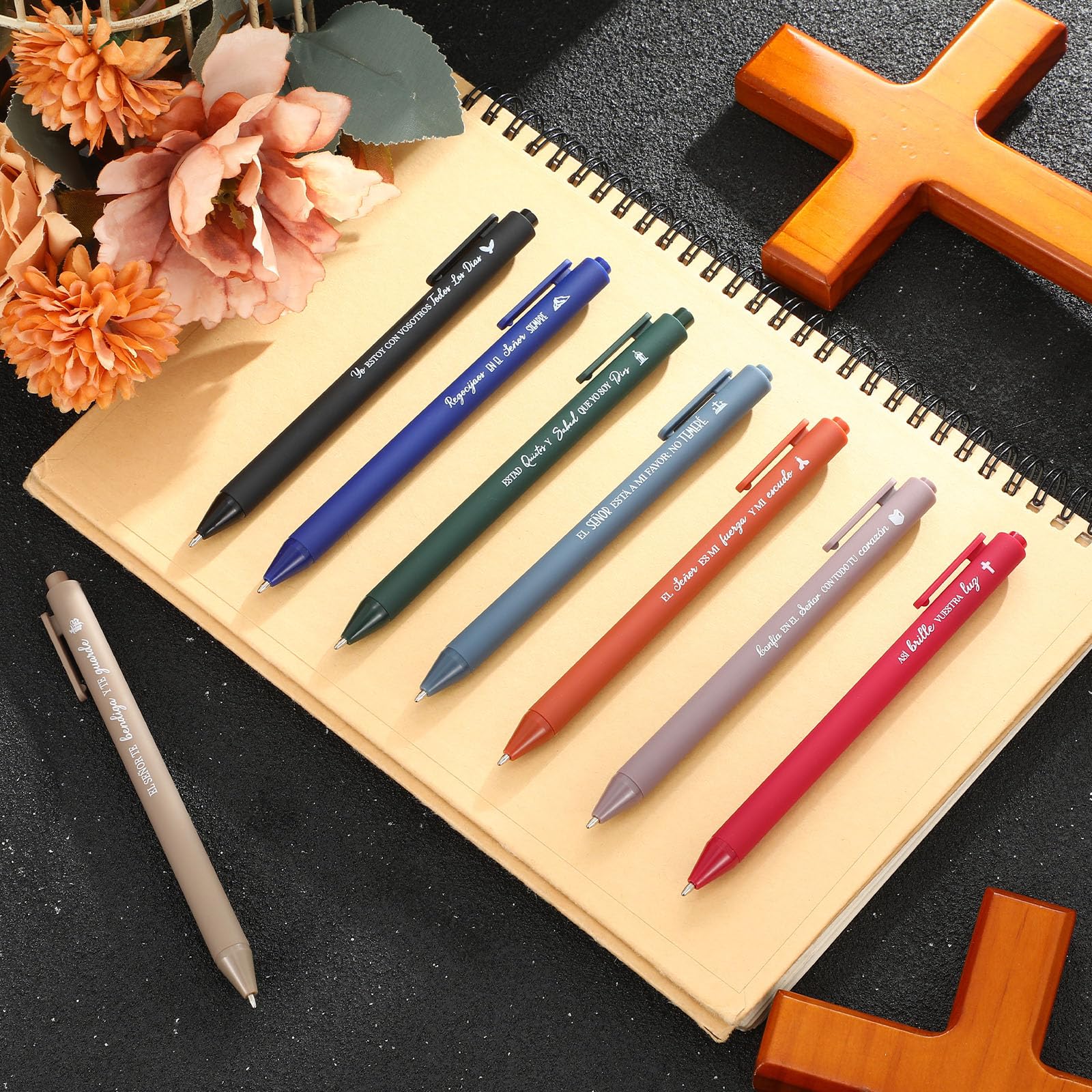 Sayglossy 80 Pcs Spanish Bible Verse Pens Christian Ballpoint Pens Inspirational Quotes Writing