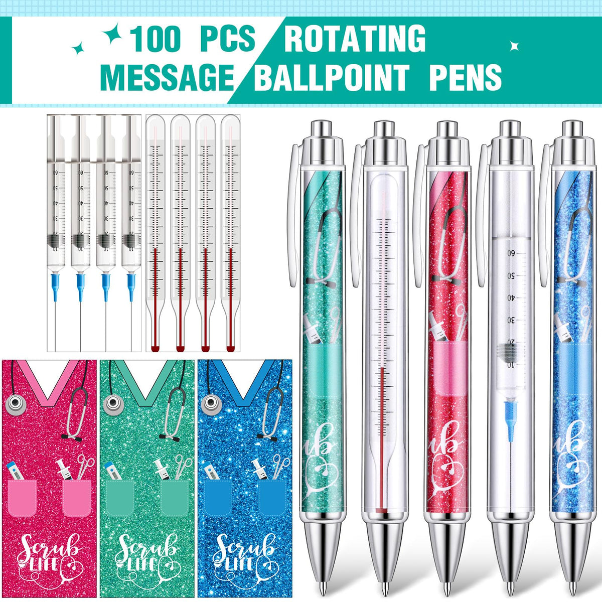 Jetec 100 Pcs Nurse Week Pens Ballpoint Bulk Cna Gift Appreciation Ink Funny Pens Set OT Month