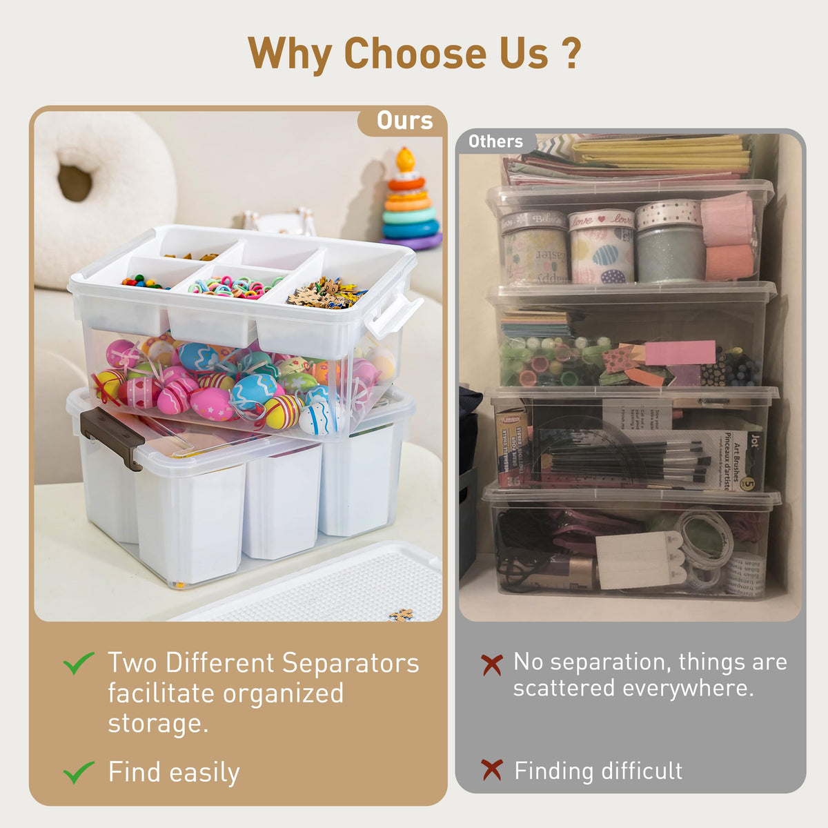 Citylife 17QT 2Packs Clear Craft Organizers and Storage Bins with Lids