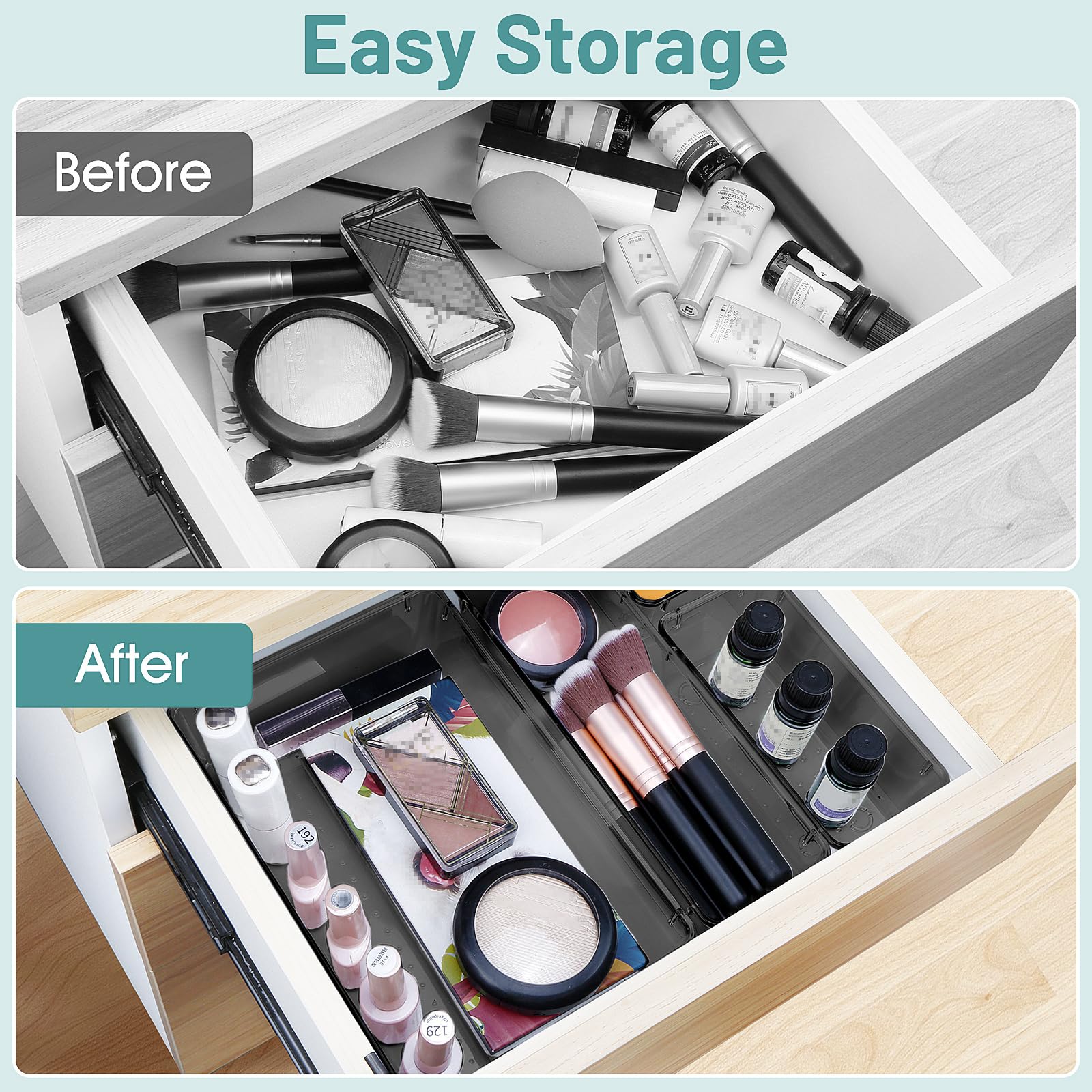 25 PCS Plastic Drawer Organizer Set, Makeup Organizers and Storage Bins