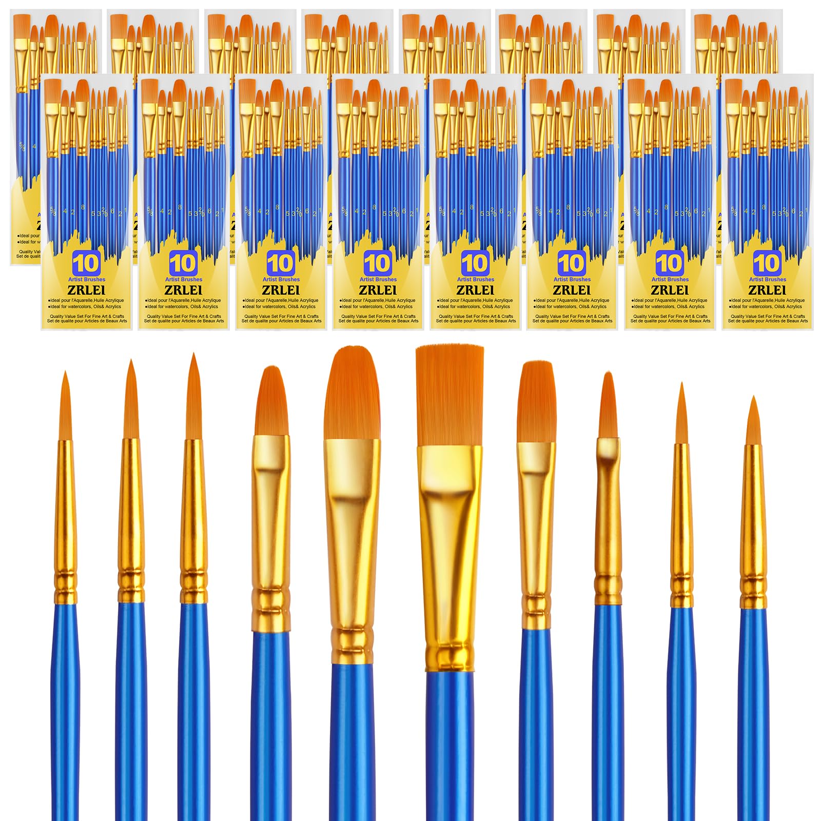 ZRLEI Paint Brushes Set, 160Pcs Round Pointed Tip Artist Paintbrushes for Acrylic Painting Oil