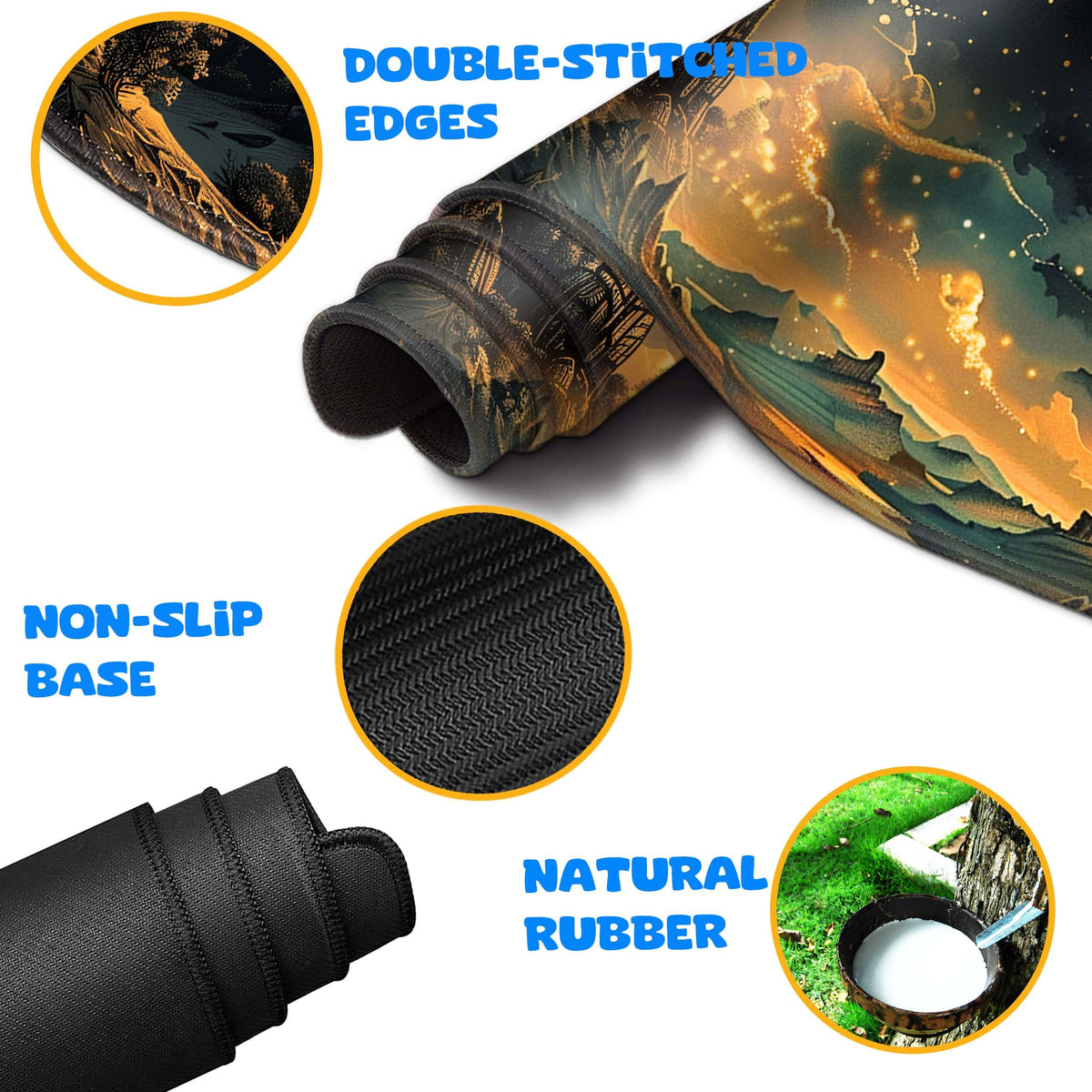 HaoSiTeck 4-Piece Extended Large Mouse Pad Set for Women Men with Castle Night Design Includes 35.4