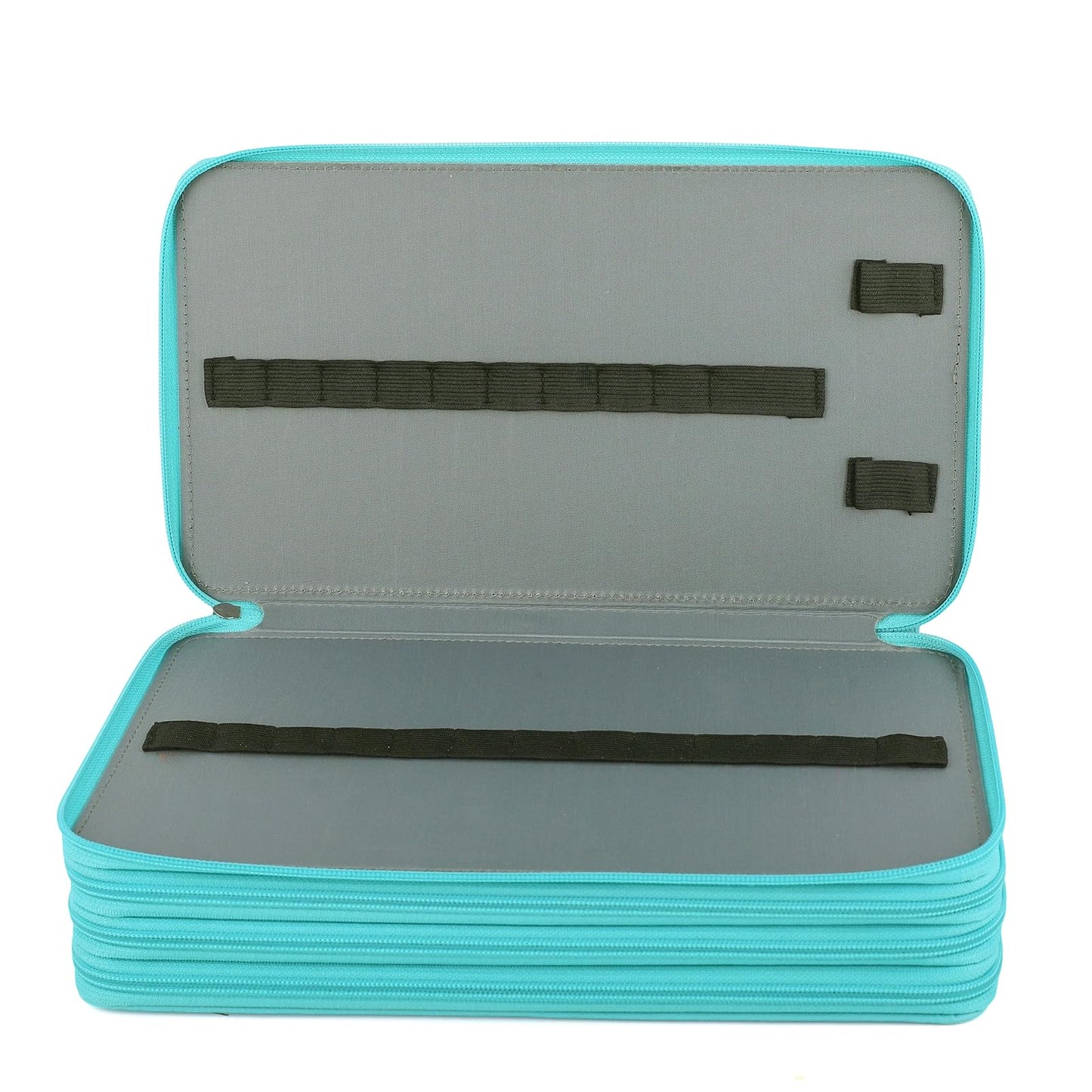 Vomgomfom 300 Slots Marker Case 4-Layer PU Leather, Handle, Solid Green