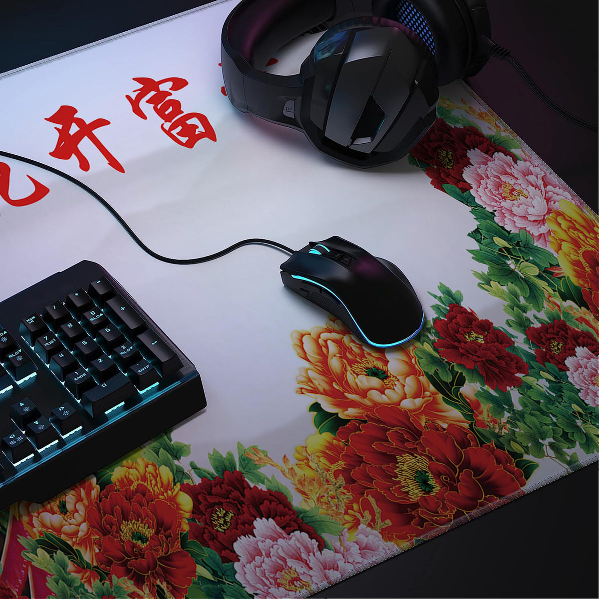 LL-COEUR XXL Landscape Gaming Mouse Pad Computer Keyboard Mat Office Desk Pad (Peacock, 39.3" x