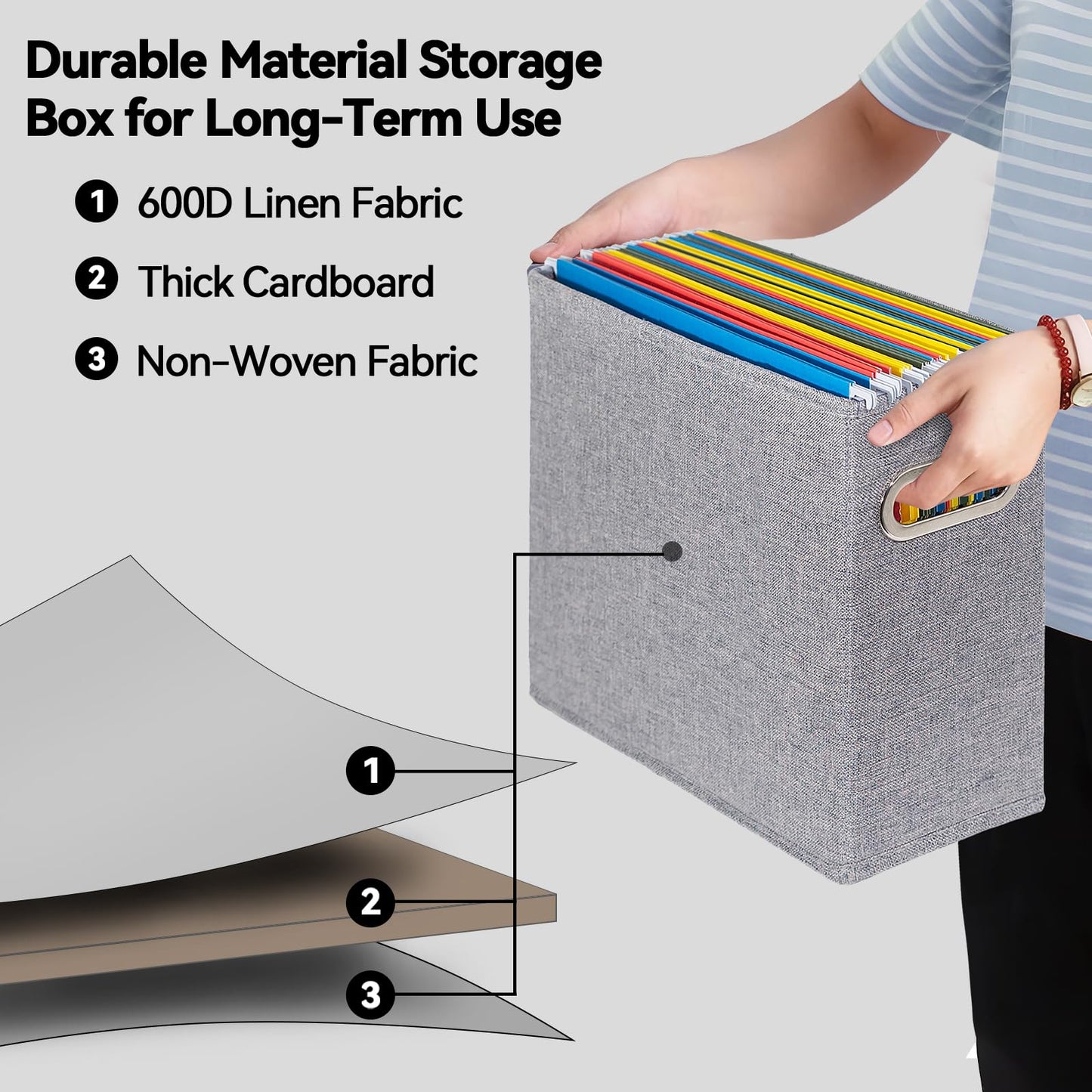 ComfortKeeper 4 Pack Letter Size File Storage Box Collapsible, Fabric Hanging File Folders