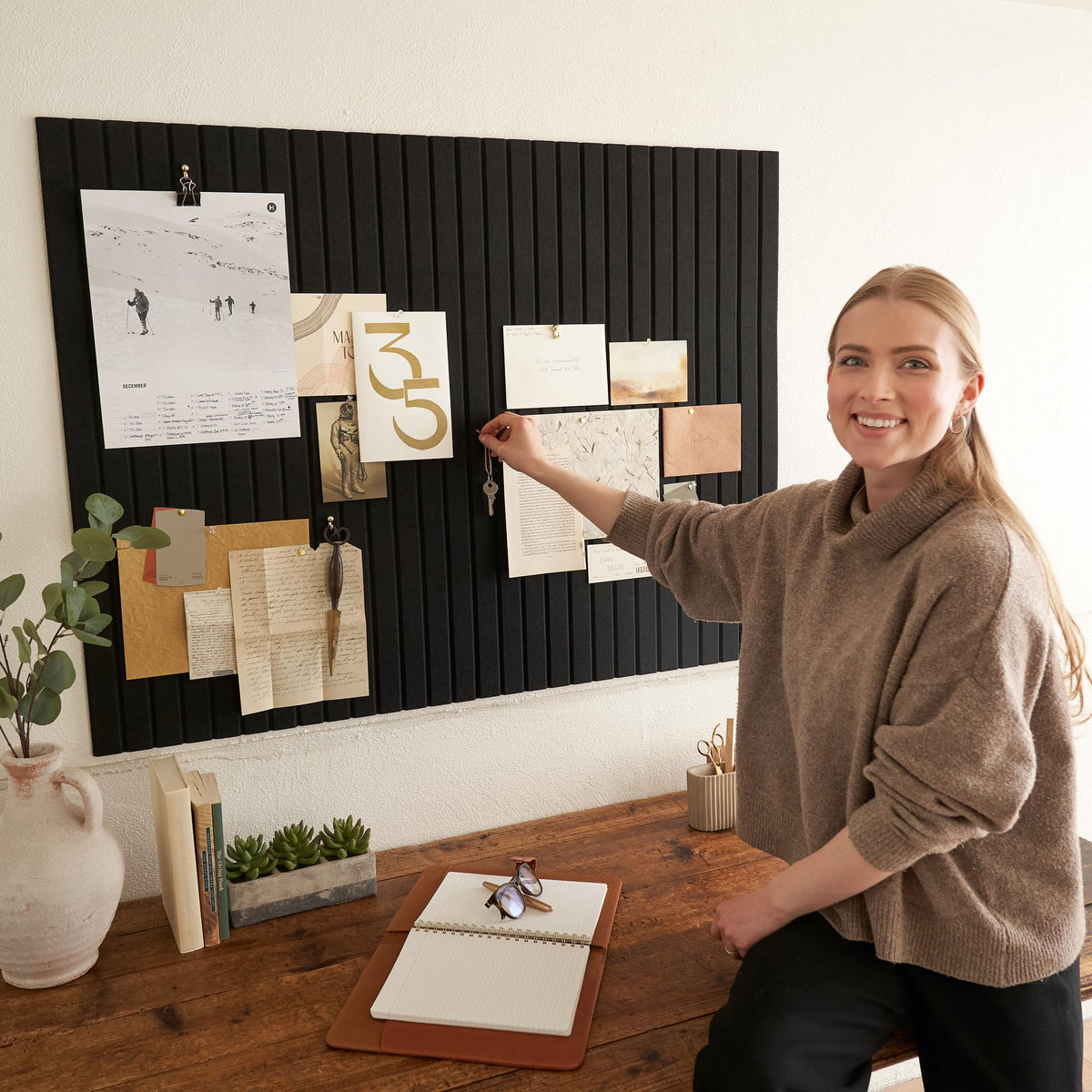 Large Felt Bulletin Board - Stylish 35 x 47 Inch Cork Board Alternative