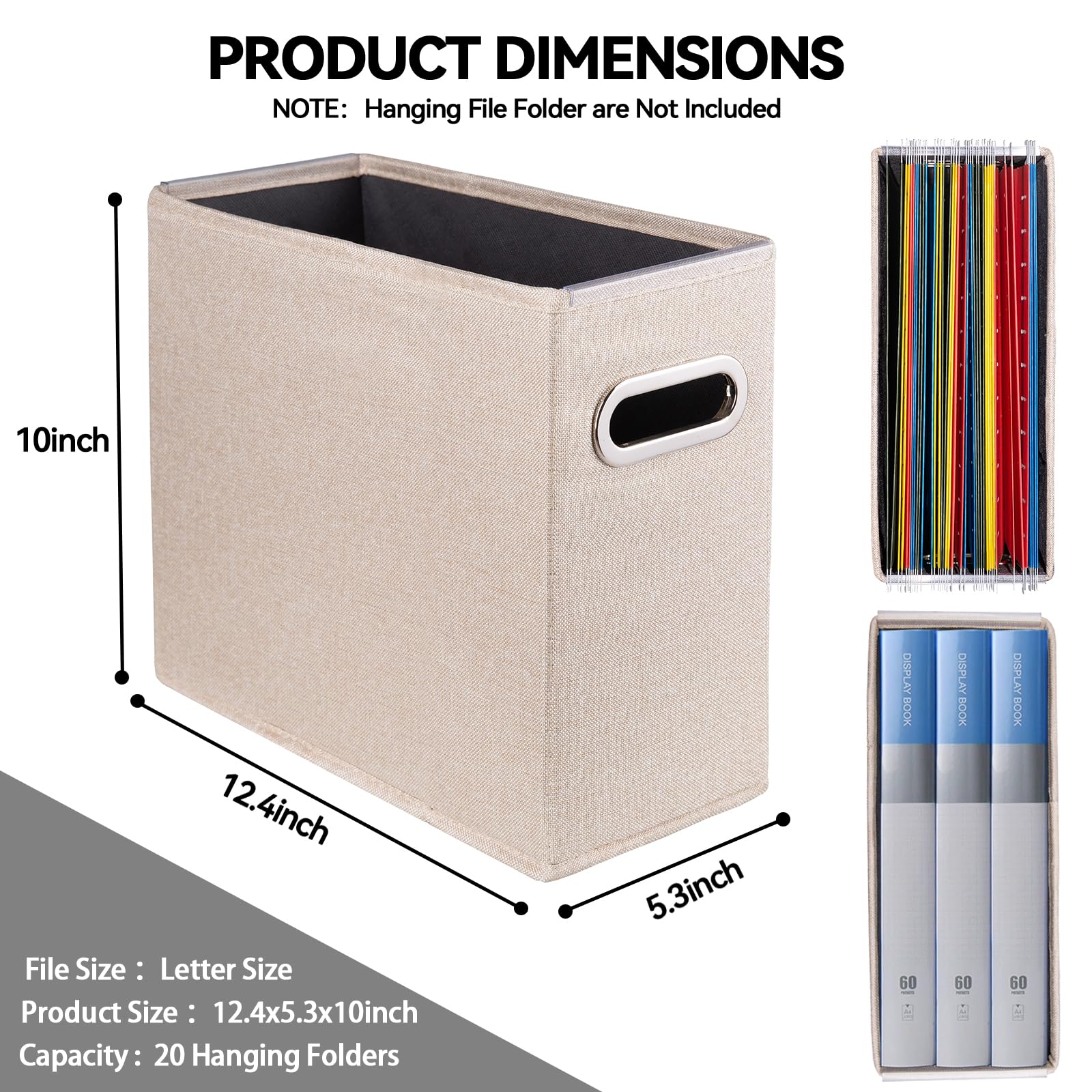 ComfortKeeper 2 Pack Letter Size File Storage Box Collapsible, Fabric Hanging File Folders