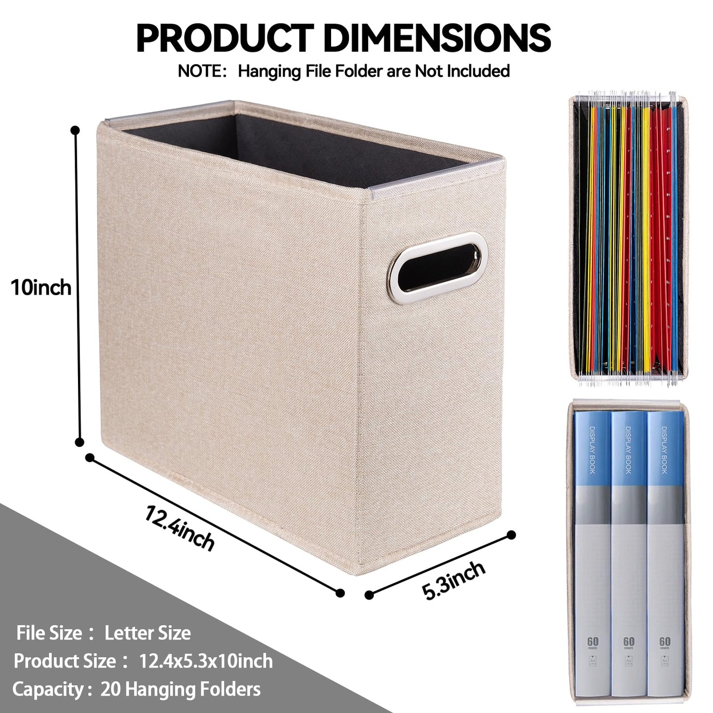 ComfortKeeper 8 Pack Letter Size File Storage Box Collapsible，Fabric Hanging File Folders