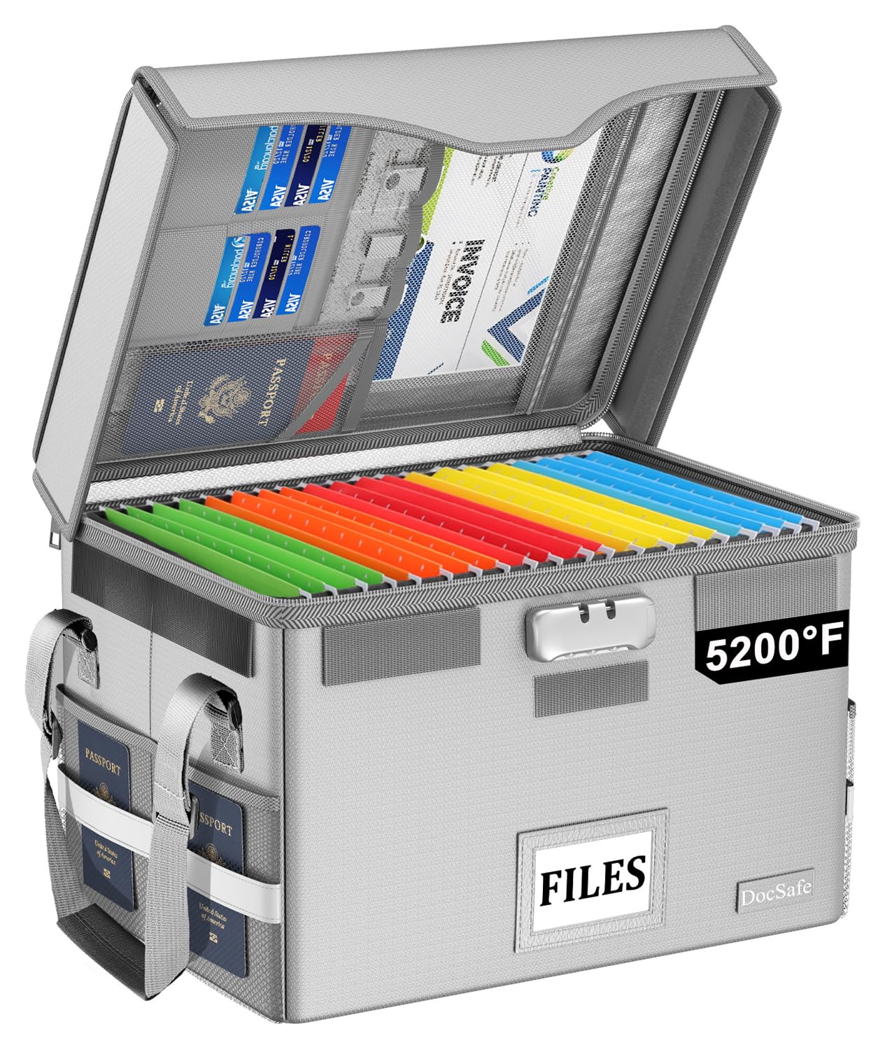 DocSafe 5200°F Fireproof Document Box with Lock,Heat Insulated File Organizer Storage with