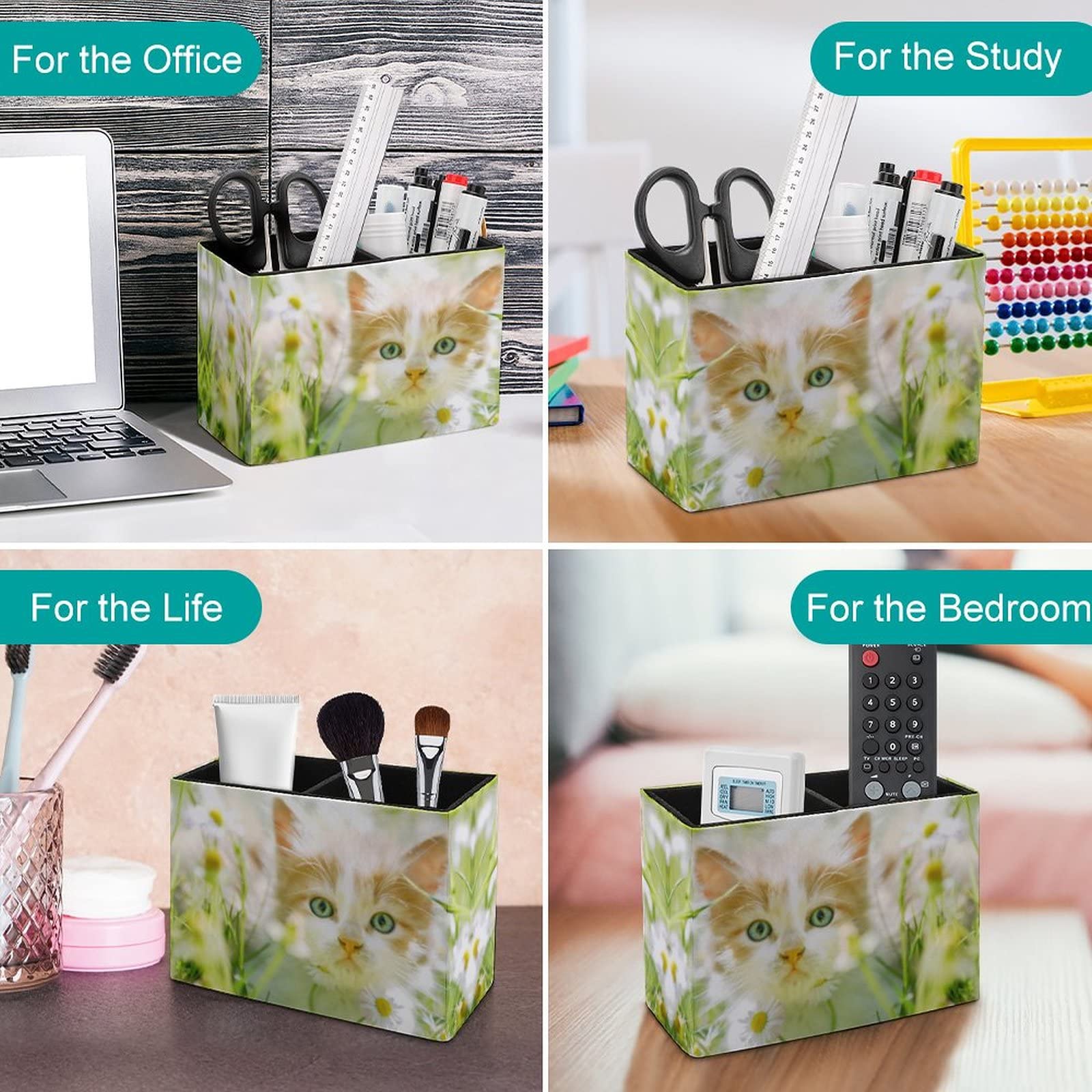 Niapessel Pencil Holder for Desk, Cute Little Cat Pen Holder Storage Desktop Pen Organizer Desk