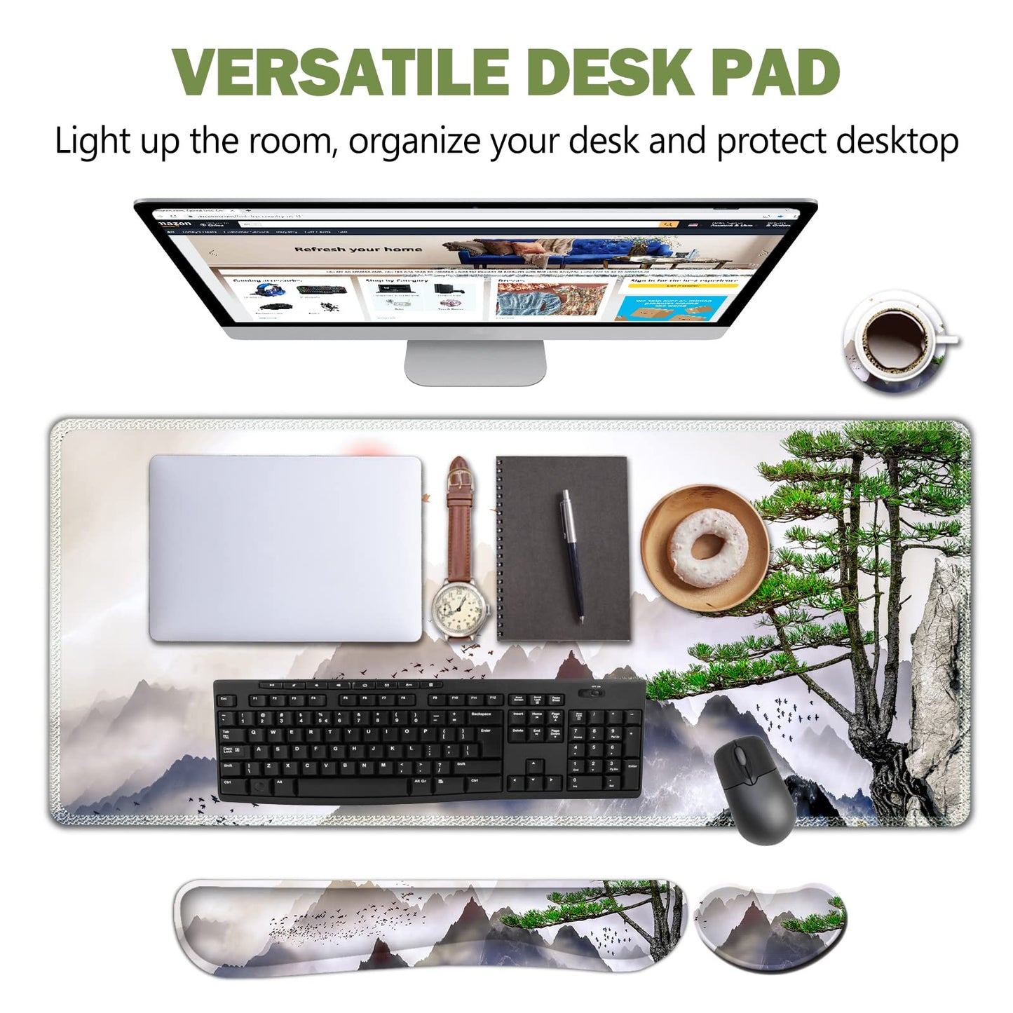 AIMSA Large Gaming Mouse Pad Set, Keyboard Wrist Rest Support + Extended Mouse Pad + Mouse Wrist
