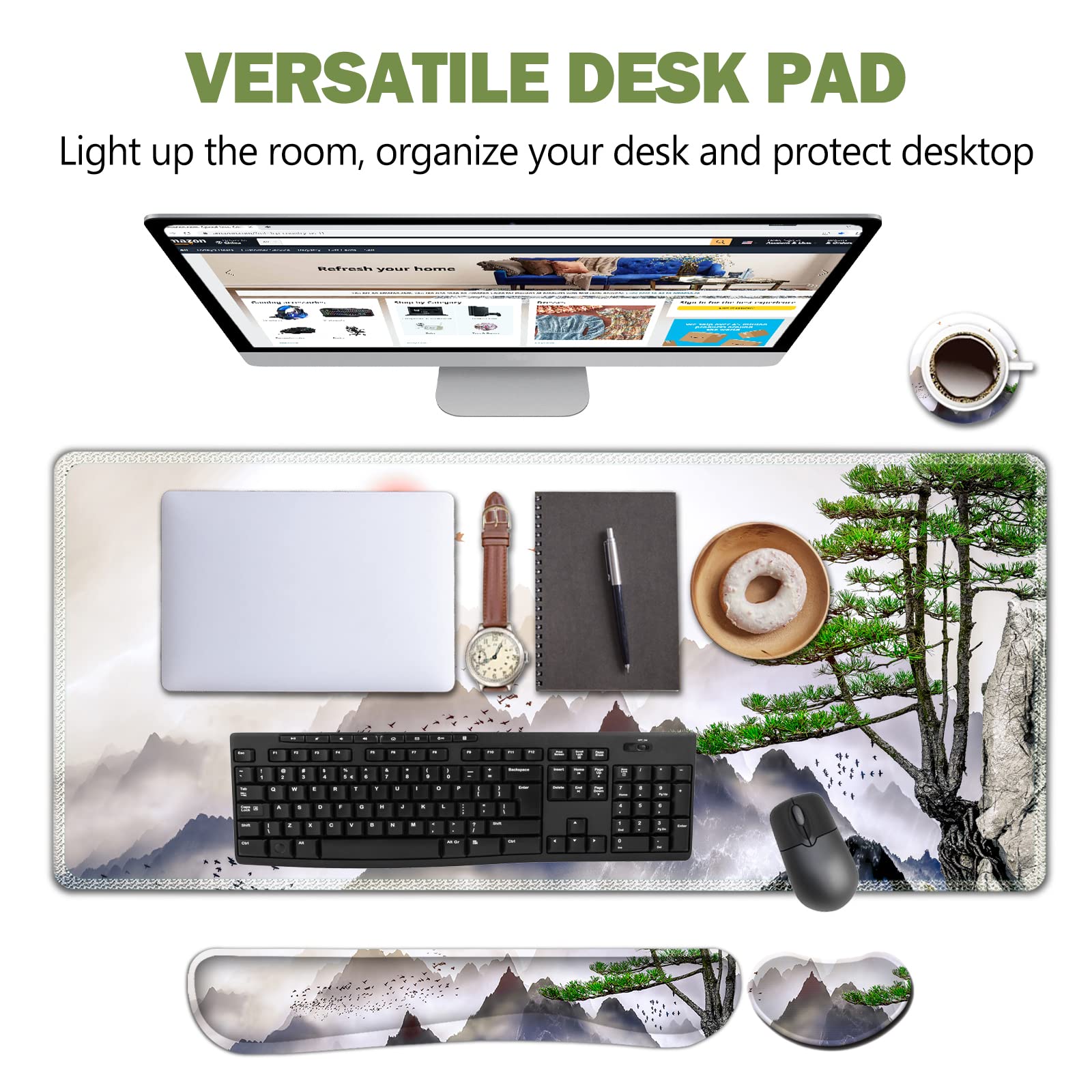 AIMSA Large Gaming Mouse Pad Set, Keyboard Wrist Rest Support + Extended Mouse Pad + Mouse Wrist