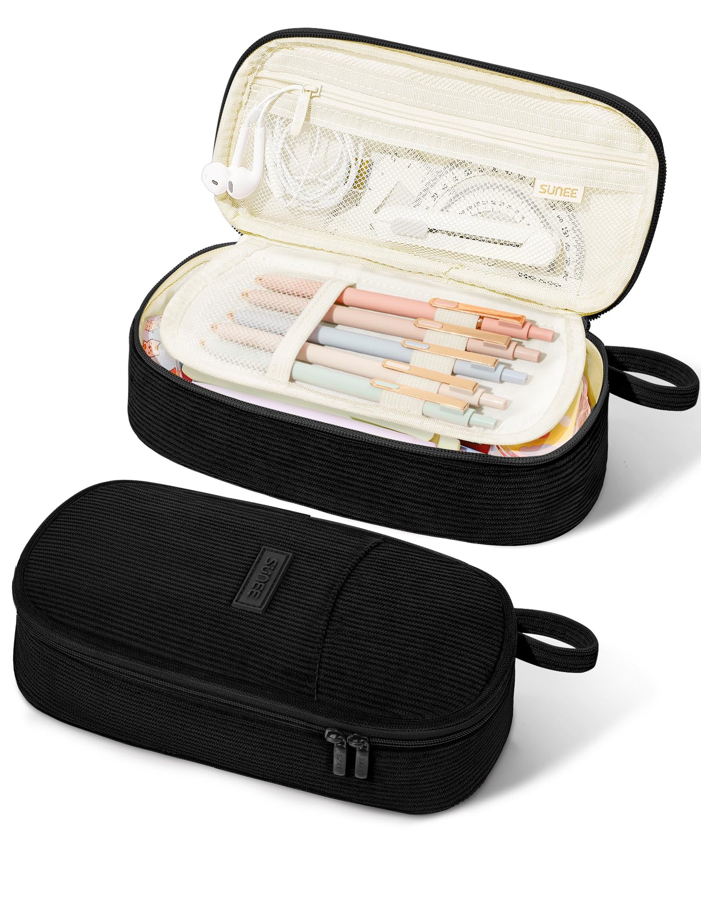 SUNEE Cute Pencil Case, Large Pencil Pouch, Soft Corduroy Aesthetic Big Pencil Bag with Zipper