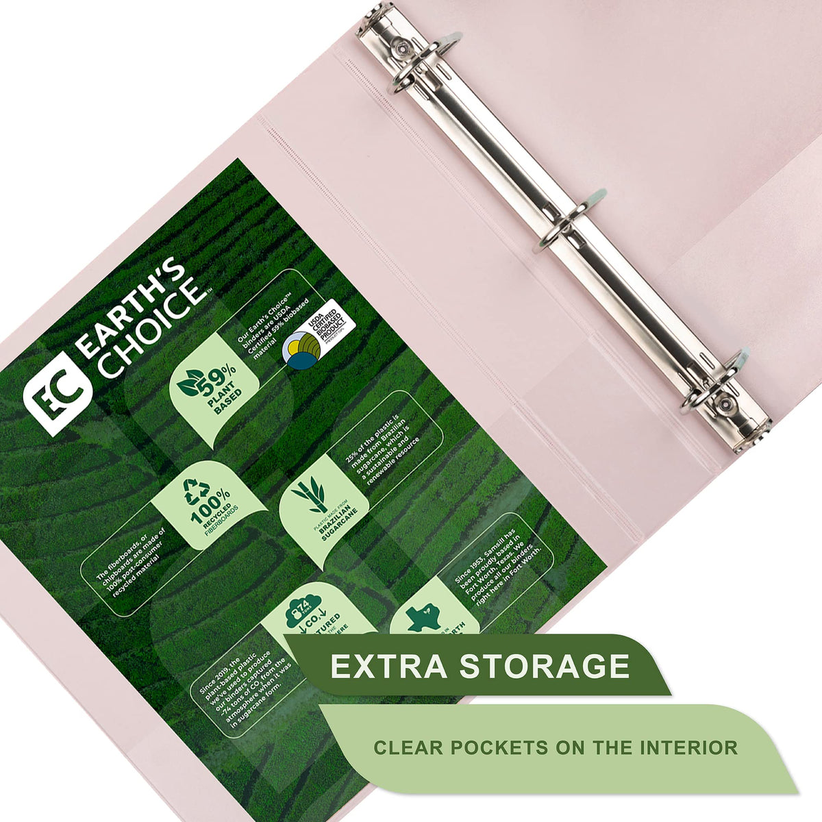 Samsill Plant-Based 1.5 Inch Durable D-Ring, View Binder, Eco-Friendly, USDA Certified Biobased, 4