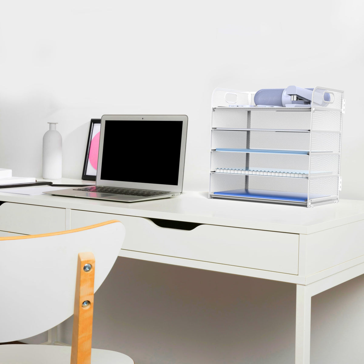 Letter Tray Paper Organizer 5-Tier Desk Organizer File Organizer Paper Holder with Handle, Metal