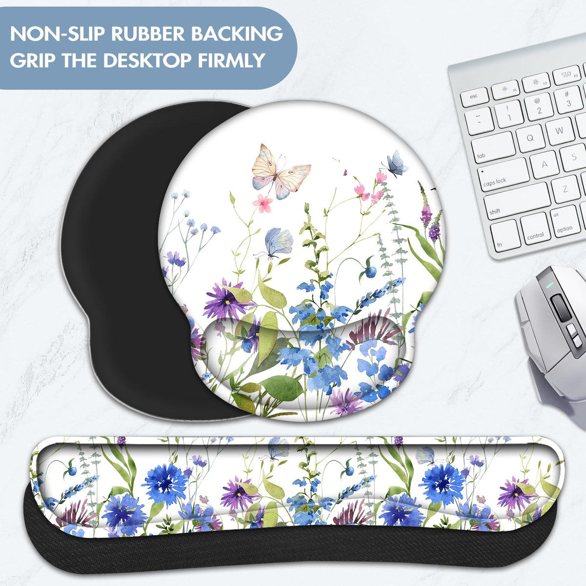 Lauspuck Keyboard Wrist Rest, Ergonomic Mouse Pad Wrist Support, Memory Foam Wrist Rest, Anti-Slip