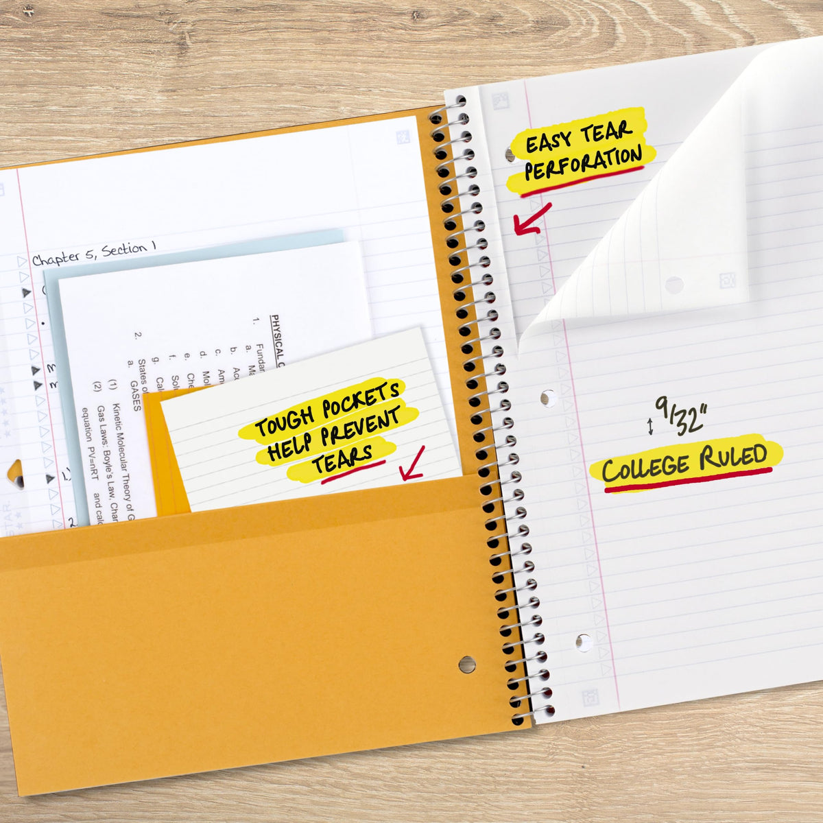 Five Star Spiral Notebook + Study App, 5 Subject, College Ruled Paper, 8-1/2" x 11", 200 Sheets
