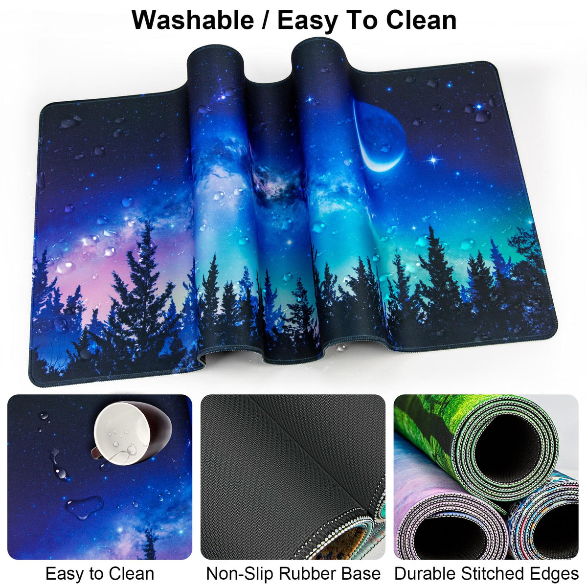 4 in 1 Mouse Pad and Keyboard Wrist Rest,Large Desk Mat,Coaster Set-Forest