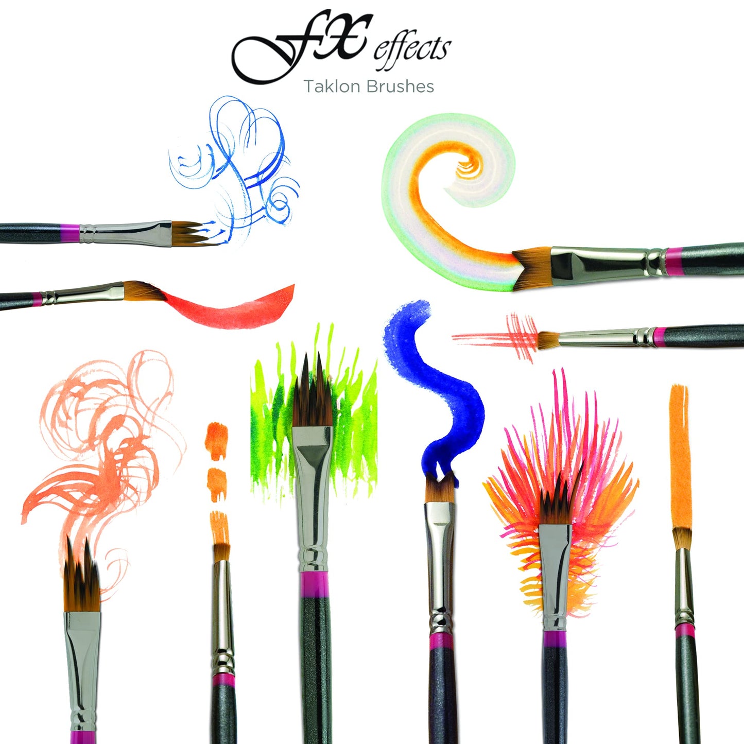Creative Mark FX Effects Taklon Paint Brushes, Set of 10