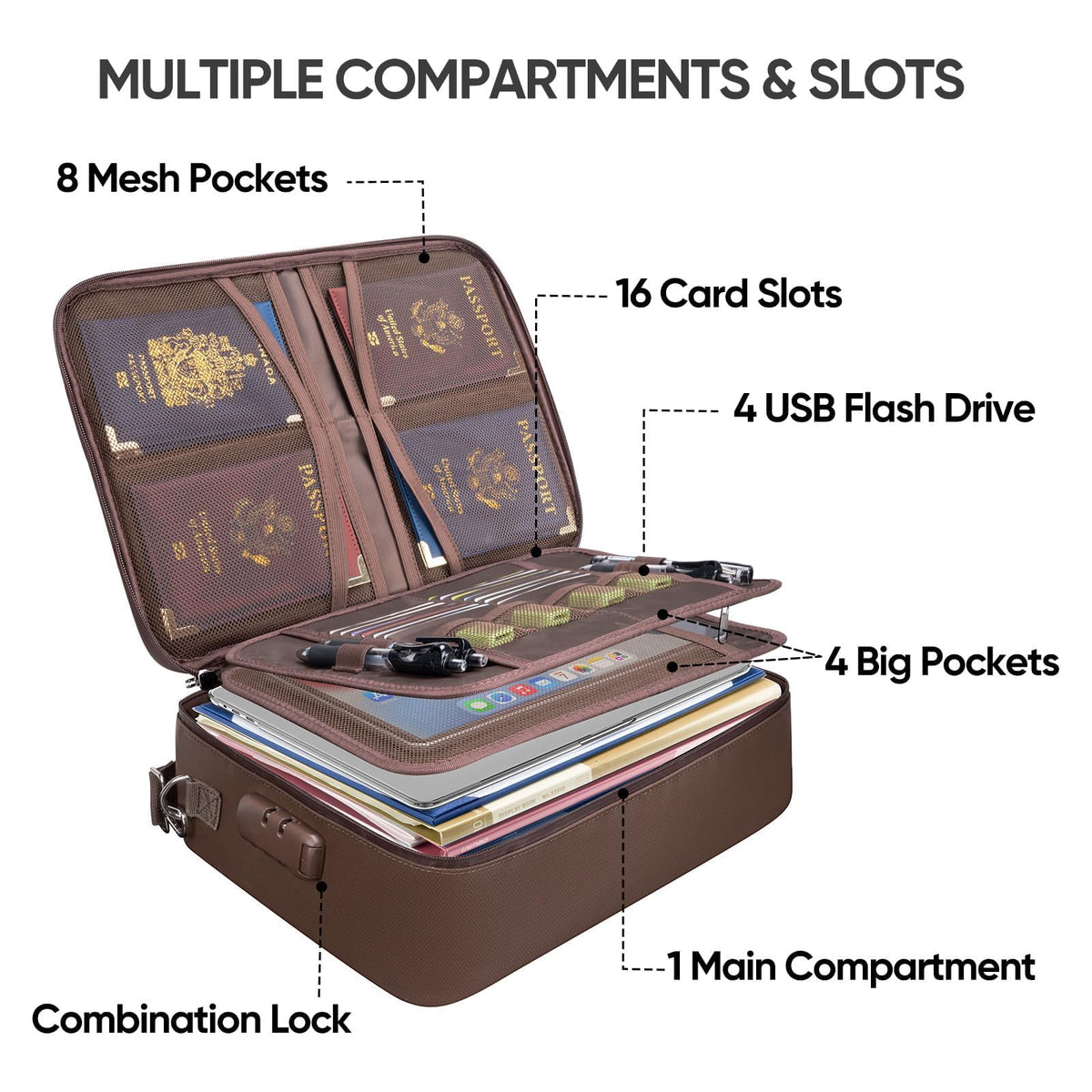 BALEINE Fireproof Document Box with Lock, Waterproof Fire Safe File Bag