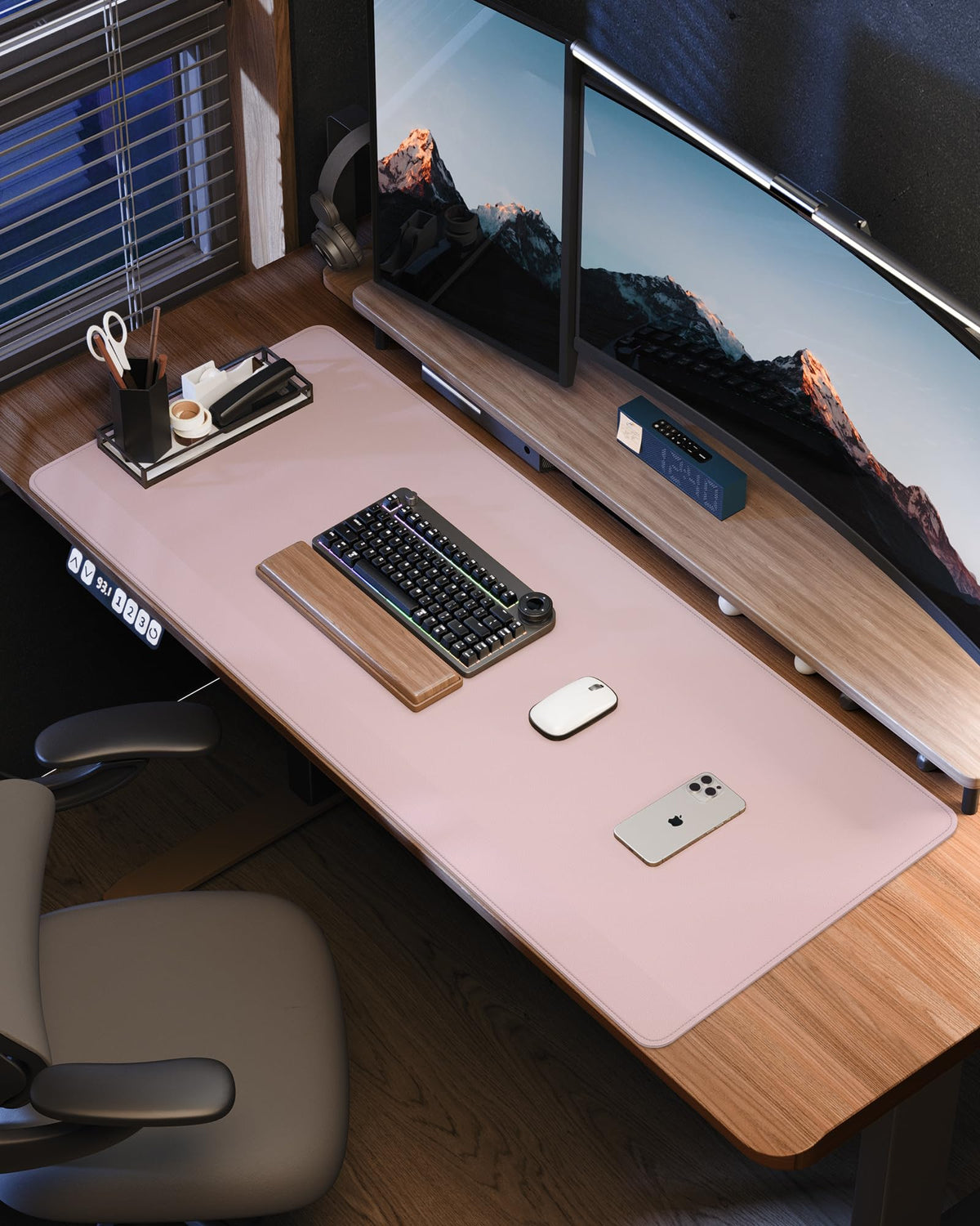 Leather Desk Pad Protector - 48 x 24 Computer Mat, Large Mouse Pad, Non-Slip, Waterproof PU Leather