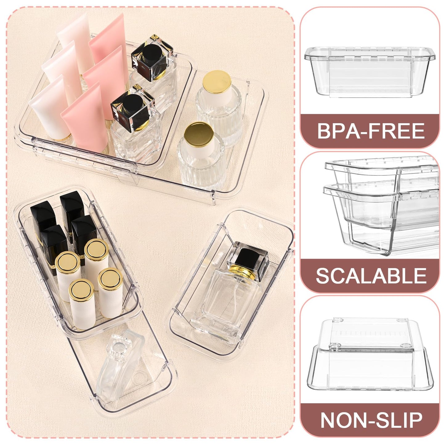 15 Pcs Expandable Drawer Organizer, All Adjustable Storage Box, Clear