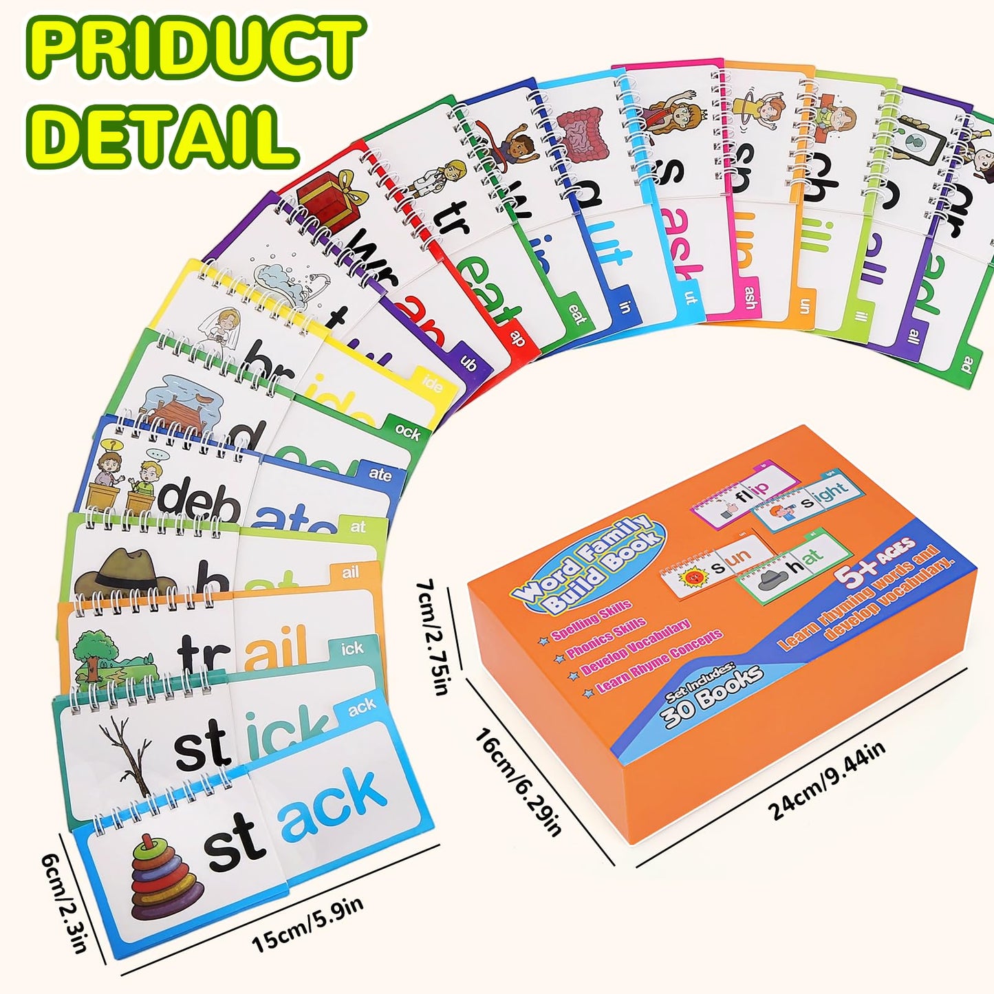 Phonics Word Family Flip Books, 30 Word Families for Kids Learning to Read