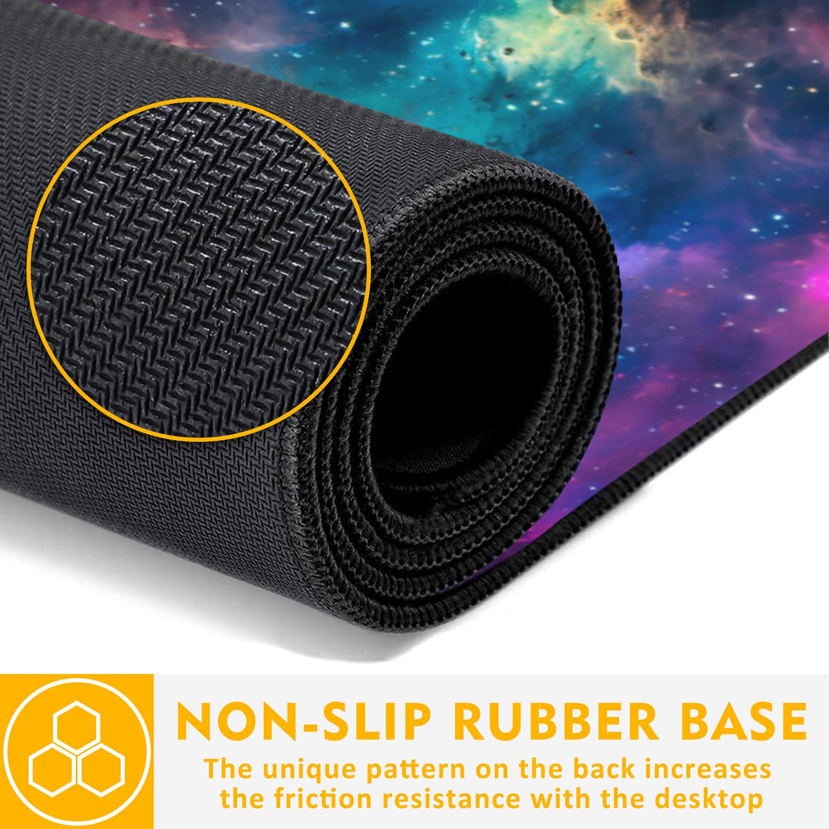Uiaoiais Desk Mat,Cosmic Aurora Line Gaming Mouse Pad,31.5""X15.7"" Large Desk Pad with Stitched