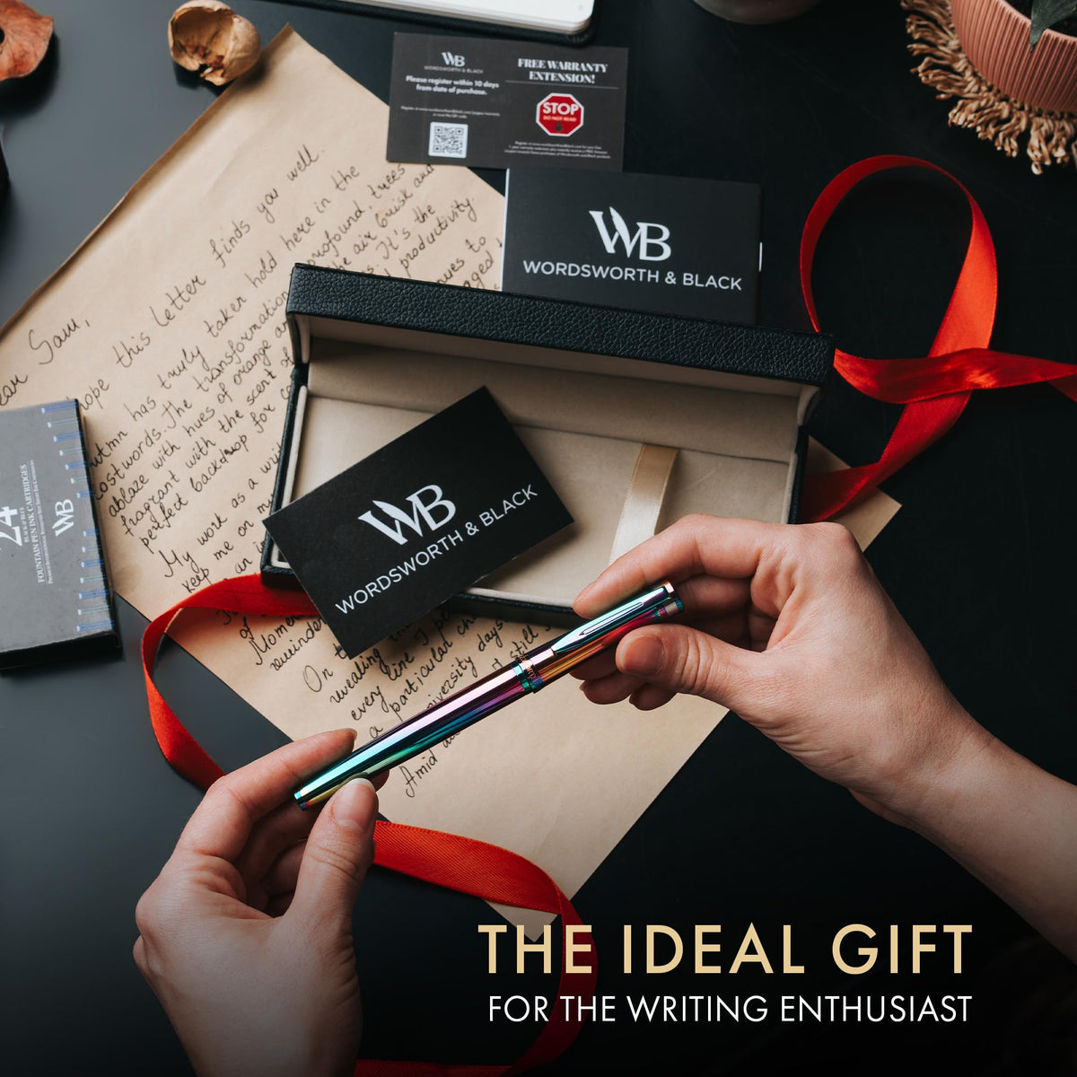 Wordsworth & Black Luxury Fountain Pen Set for Writing, Medium Nib, Rainbow