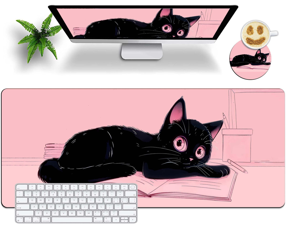 Extended Mouse Pad with Coaster 31.5 x 11.8 Desk Pad Full Desk Mousepad Stitched Edges Desk Mat