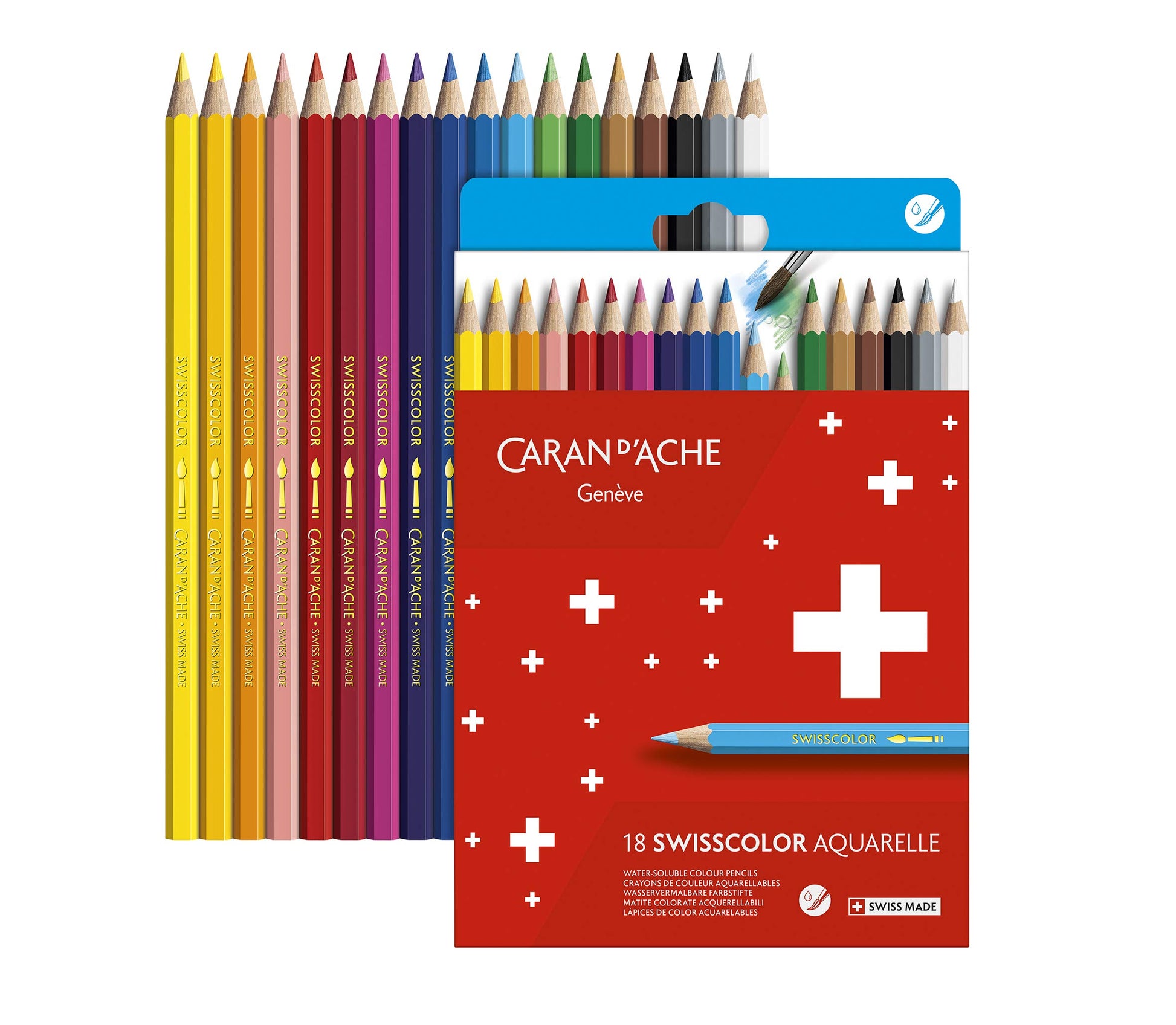 Caran d'Ache 1285.818 Swisscolor 18 Water-Soluble Colouring Pencils in Box