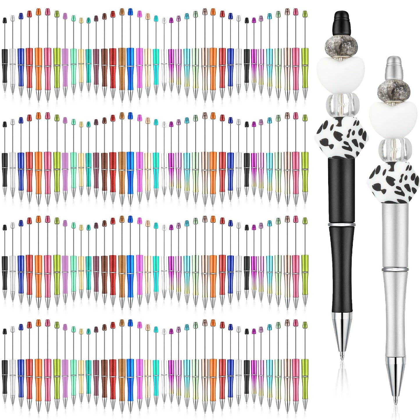 Kosiz 150 Pcs Plastic Beadable Pen Bulk, Metallic Colors