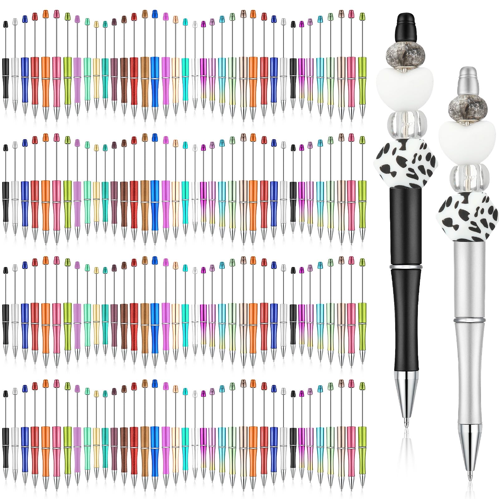 Kosiz 150 Pcs Plastic Beadable Pen Bulk, Metallic Colors
