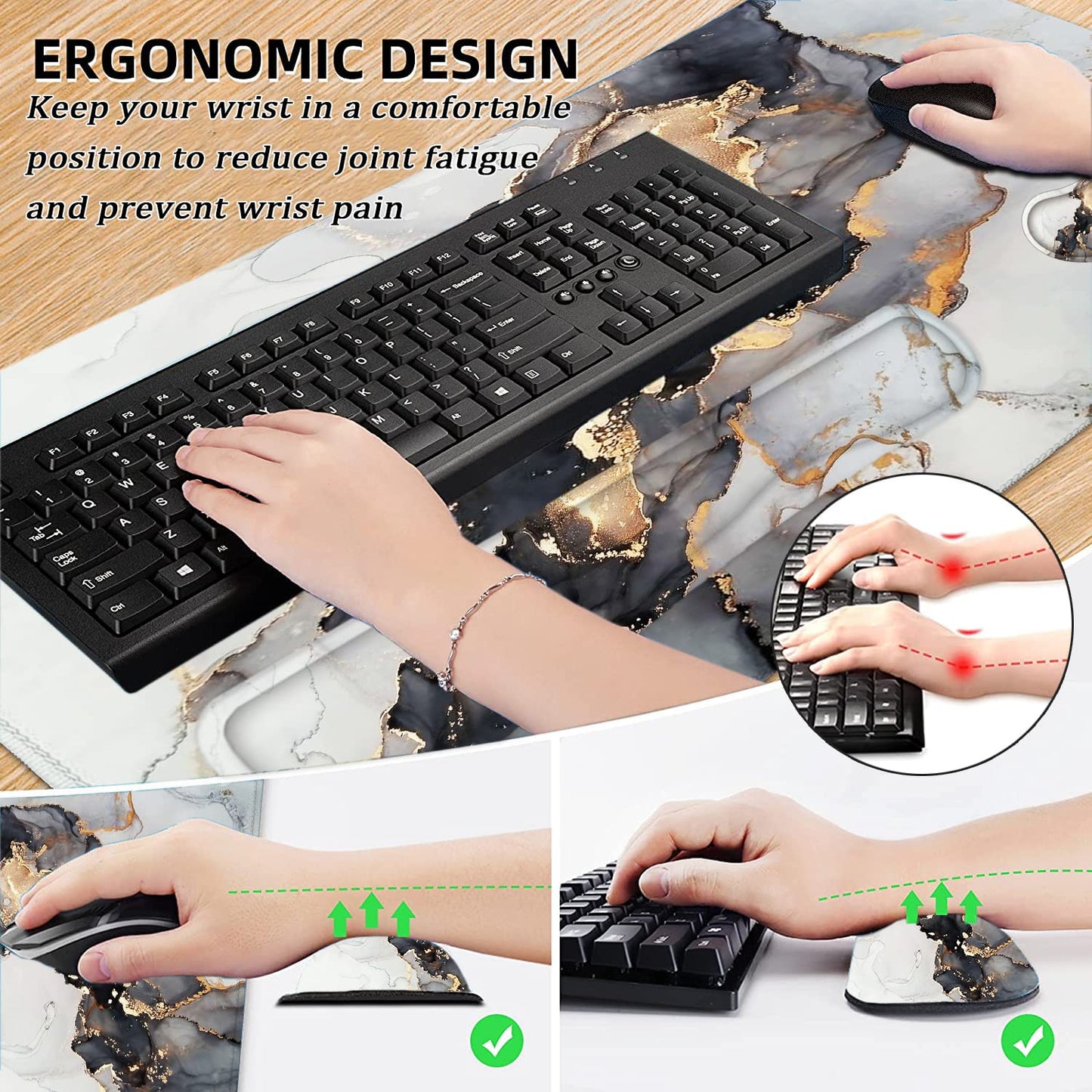 Lateefah Large Mouse Pad and Keyboard Wrist Rest, Desk Pad for Keyboard and Mouse, Extended Gaming