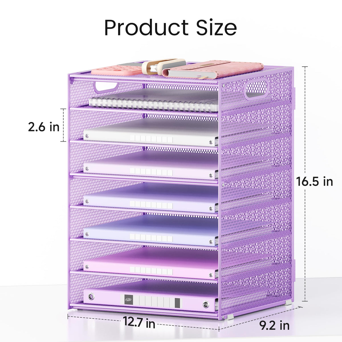 Lavatino 2 Pack 8-Tier Office Desk File Organizer, Letter Tray Paper Organizer with Handle