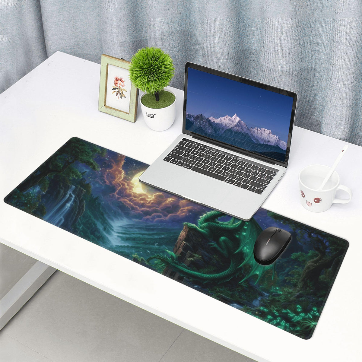 Dragon Moon Mouse Pad Extended Large Gaming Mouse Pad XL Stitched Edges for Gamer Home Office 31.5