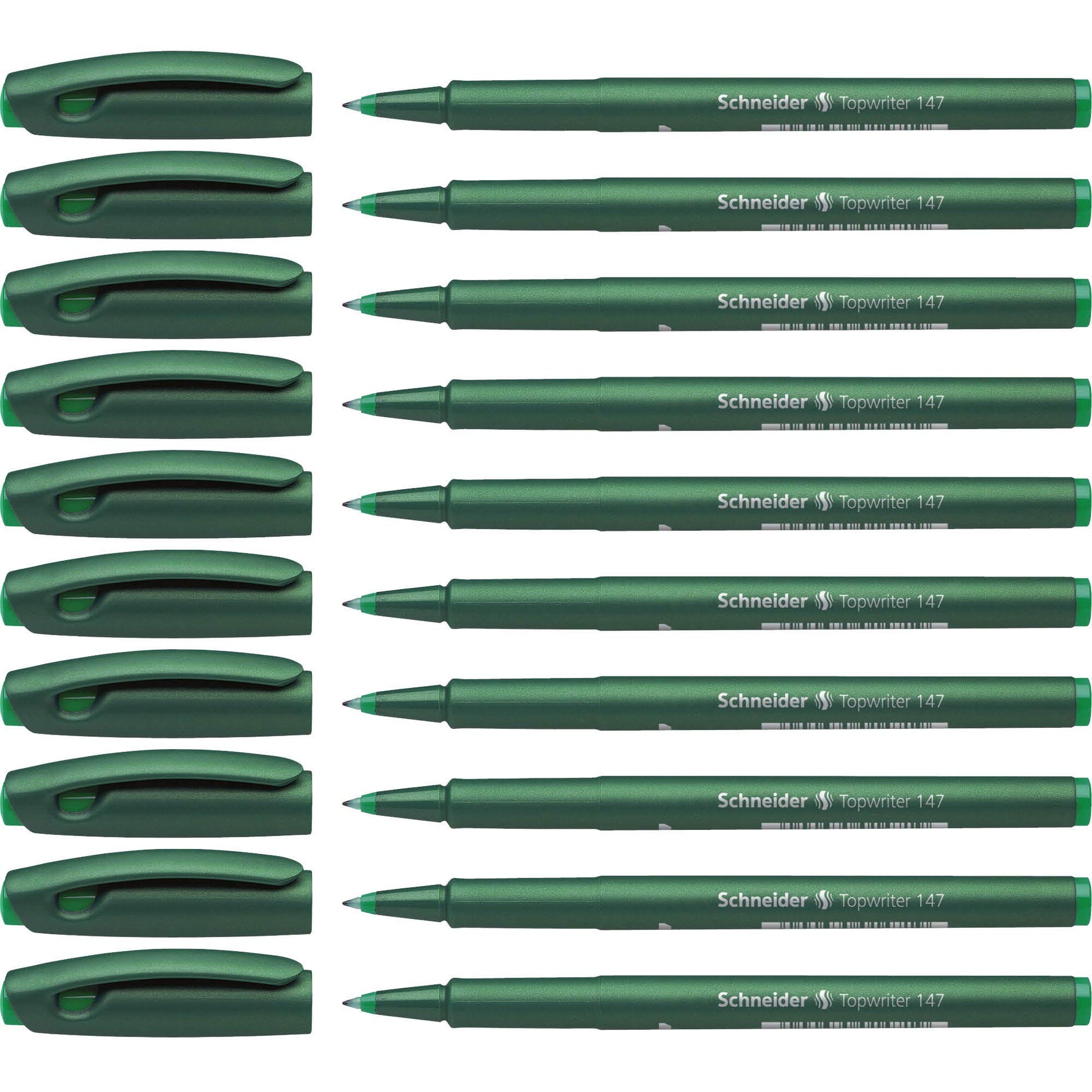 Schneider Topwriter 147 Mint Green Barrel Fibre Pen - Green (Pack of 10)