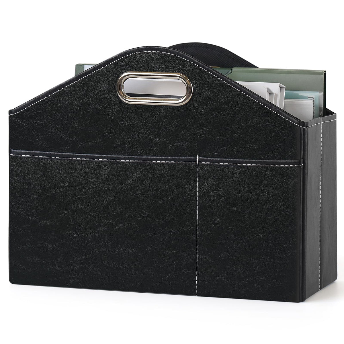 PreTidy PU Leather Magazine Rack Floor foldable Magazine Basket Magazine Holder Organizer Newspaper