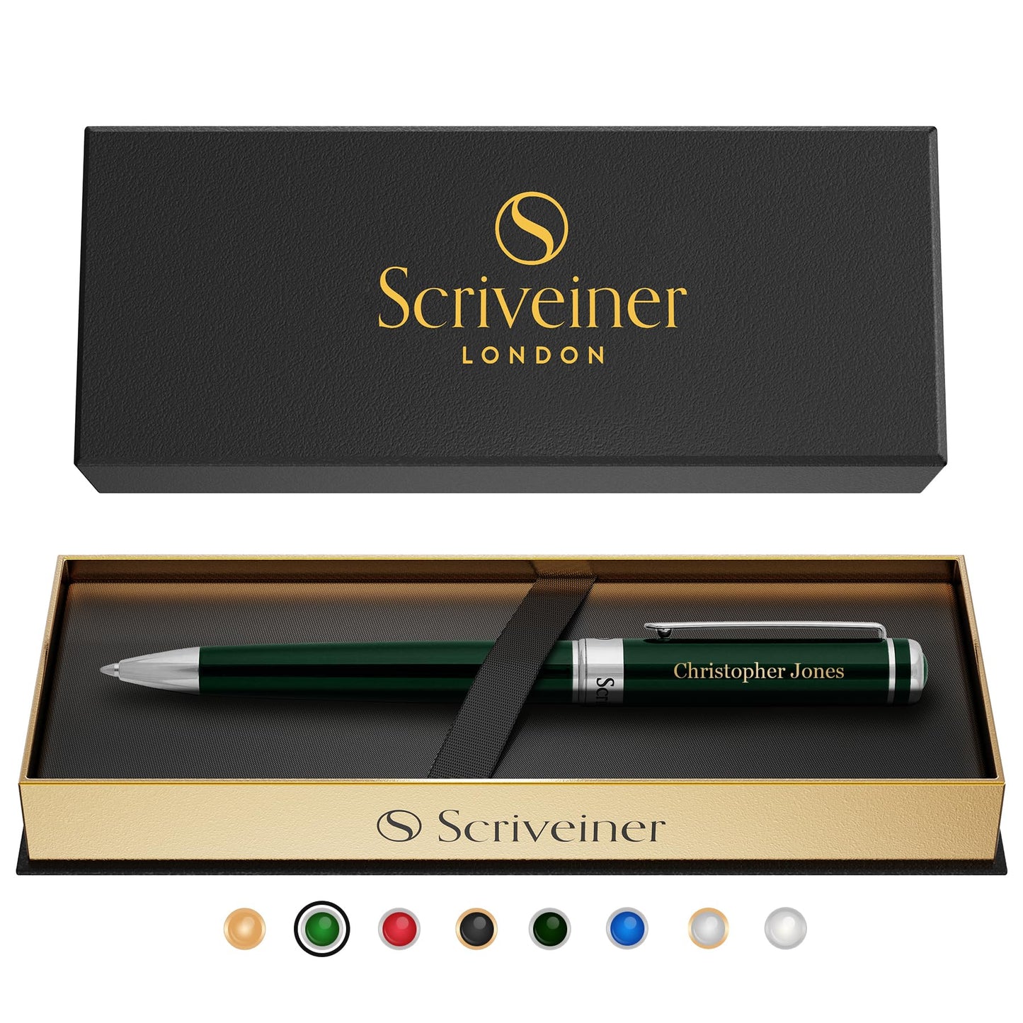 Scriveiner Personalized British Racing Green Ballpoint Pen - Stunning Green Lacquer Luxury Pen with