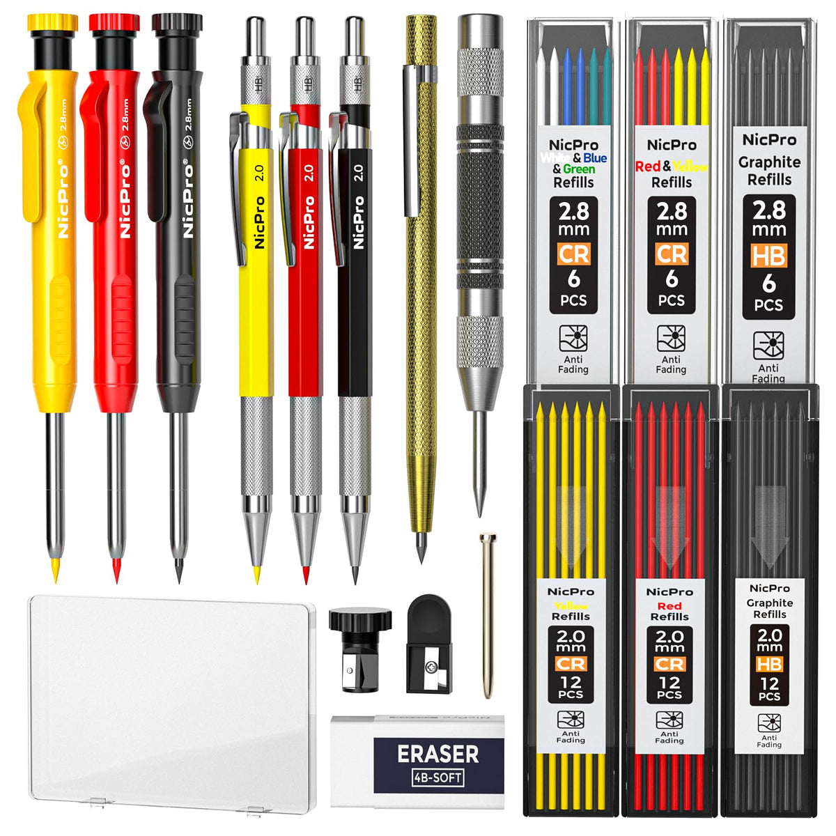 Nicpro 18 Pack Carpenter Pencils, Construction Mechanical Pencils Bulk