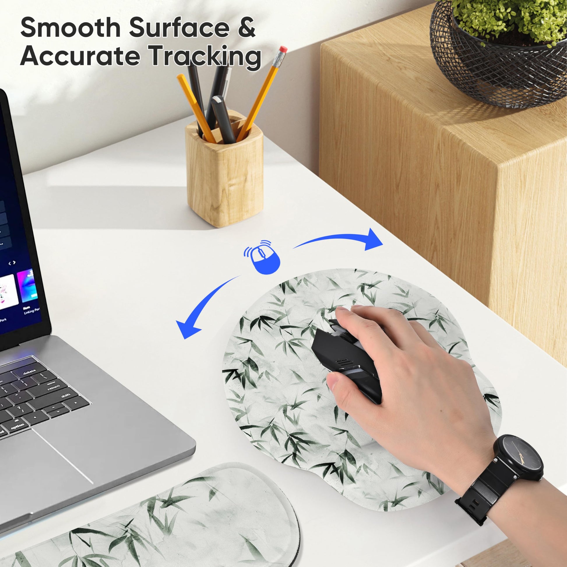 RICHEN 3 PCS Computer Mouse Pads for Desk with Coaster Set, Non-Slip Keyboard Wrist Rest and Mouse