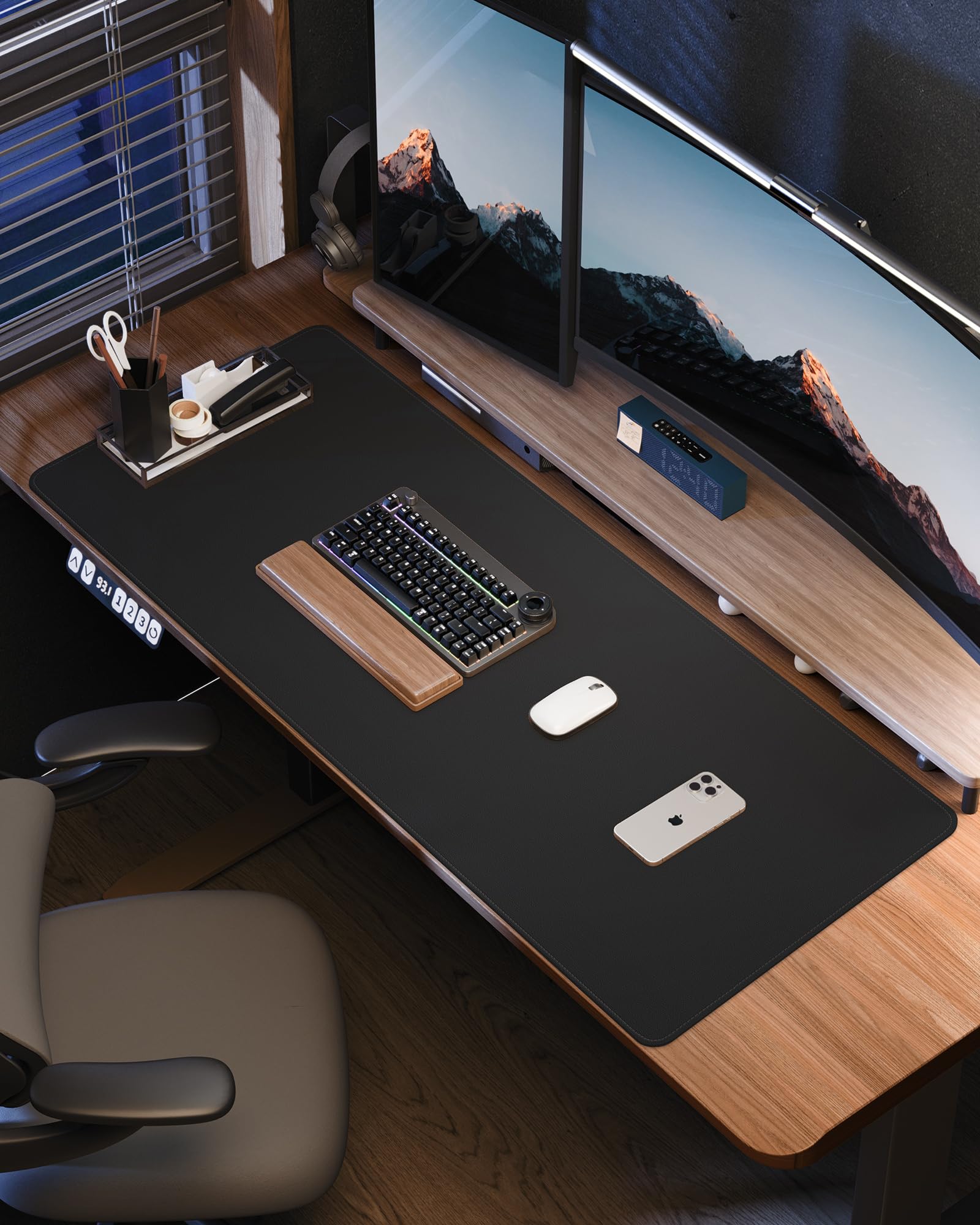 AFIING Leather Desk Pad Protector,48"x24" - Premium Desk Mat, Large Mouse Pad,Non-Slip Desk