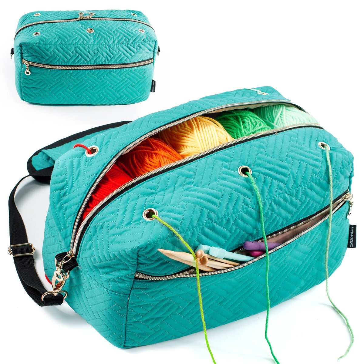 MYBAGZING Crochet Bag Yarn Storage Organizer for Knitting &Crochet Projects