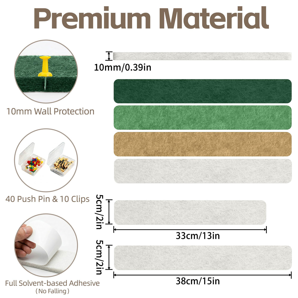 GoTiling Cork Board for Walls - 8 Pack Felt Pin Board Bar Strips - Self-Adhesive Lightweight