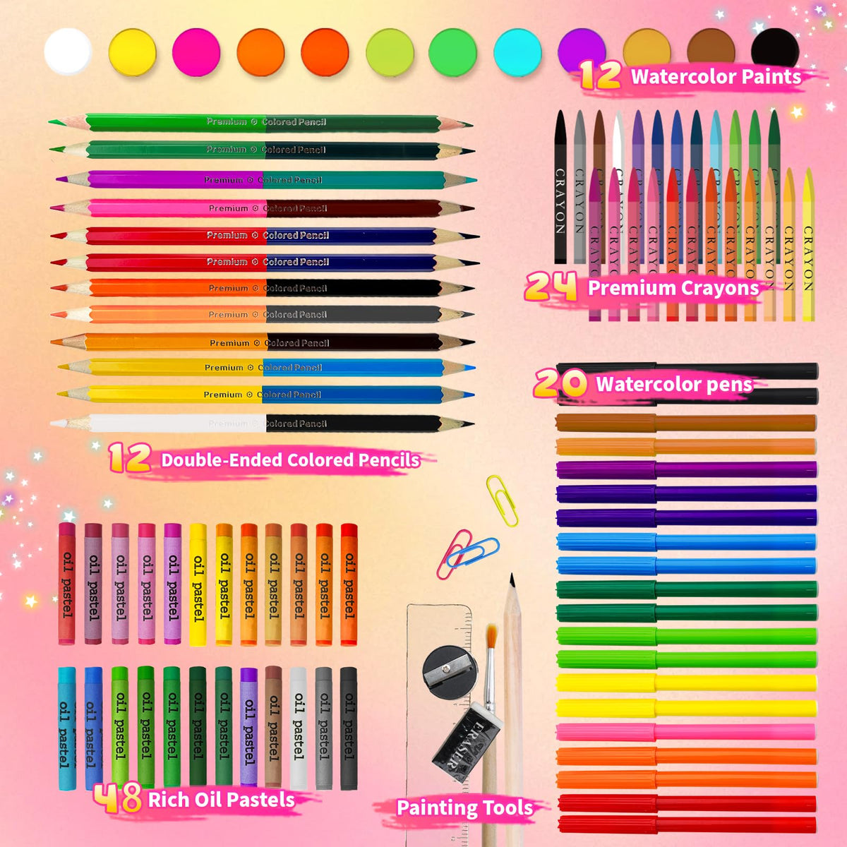 Cokiki Art Supplies for Kids 6-12, 184 Piece Unicorn Drawing Art Kit