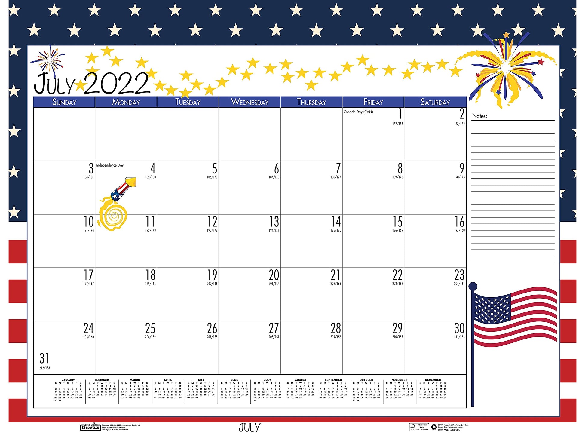 House of Doolittle 2022 Monthly Seasonal Desk Pad Calendar, 18.5 x 13 Inches, January - December